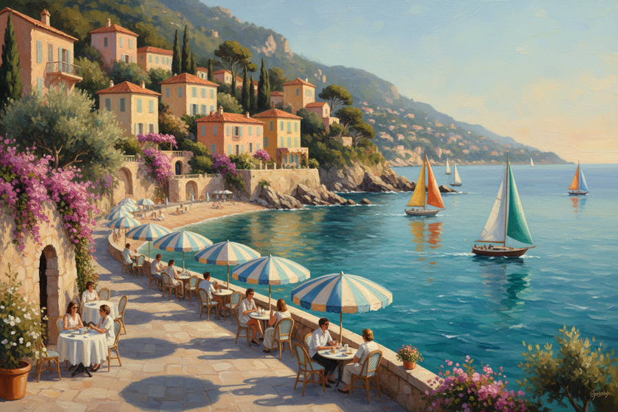 A painterly image of the French Riviera.