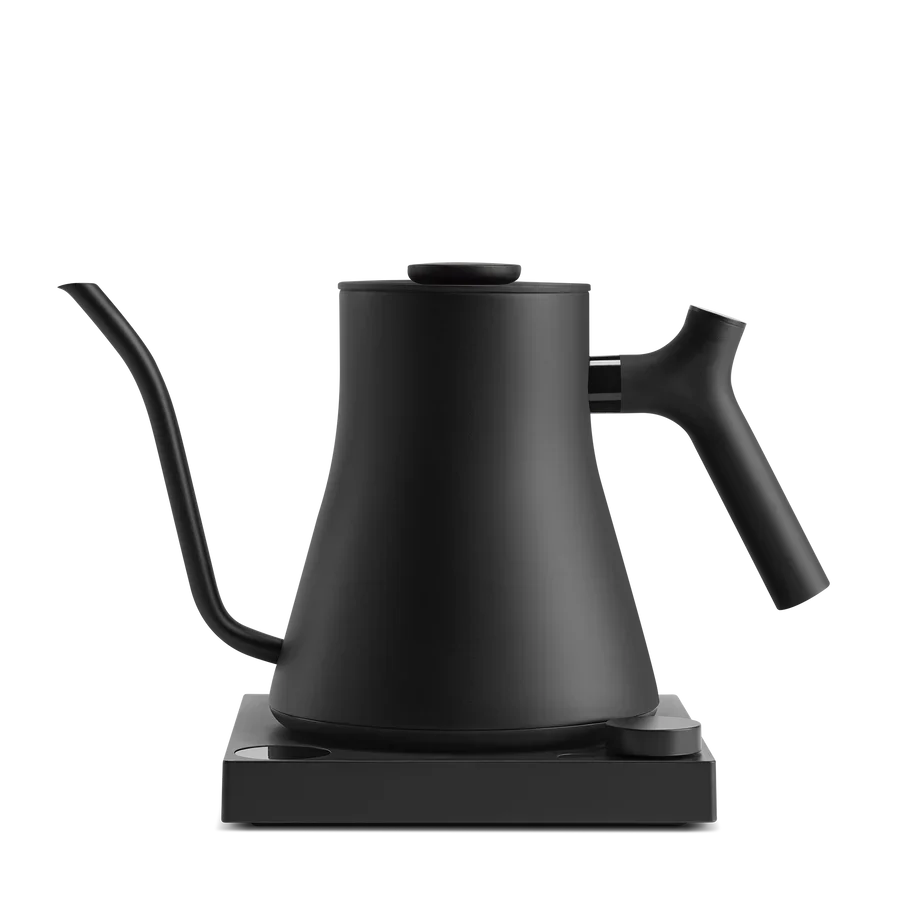Black electric kettle on a white background