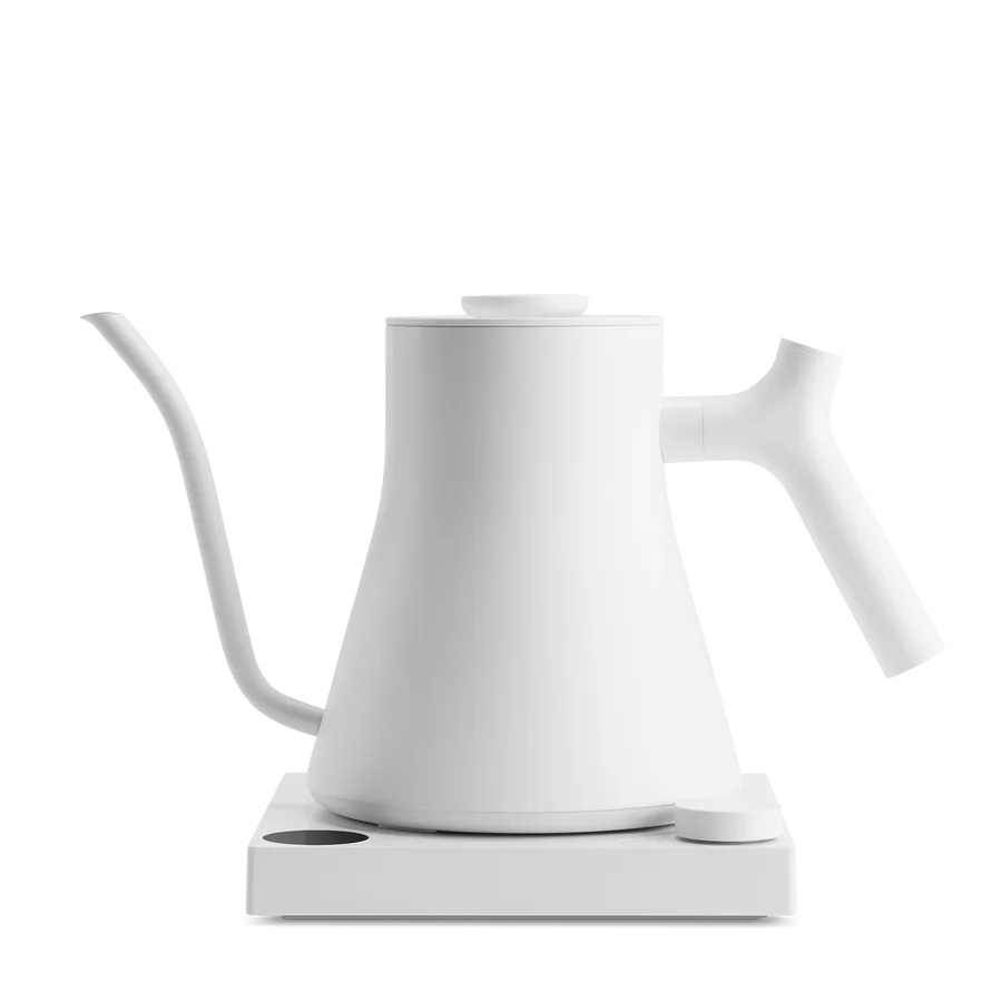 White electric kettle on a white background