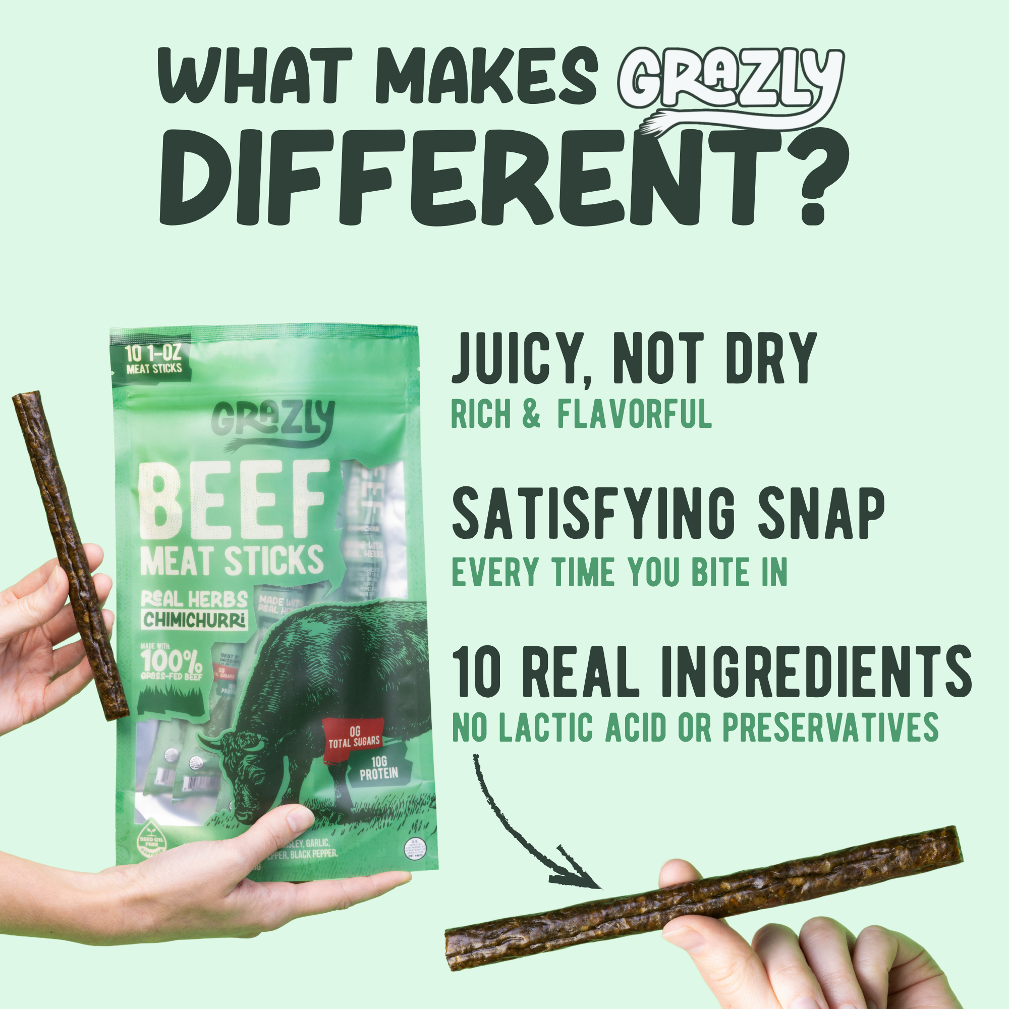 Grazly Chimichurri Beef Meat Sticks