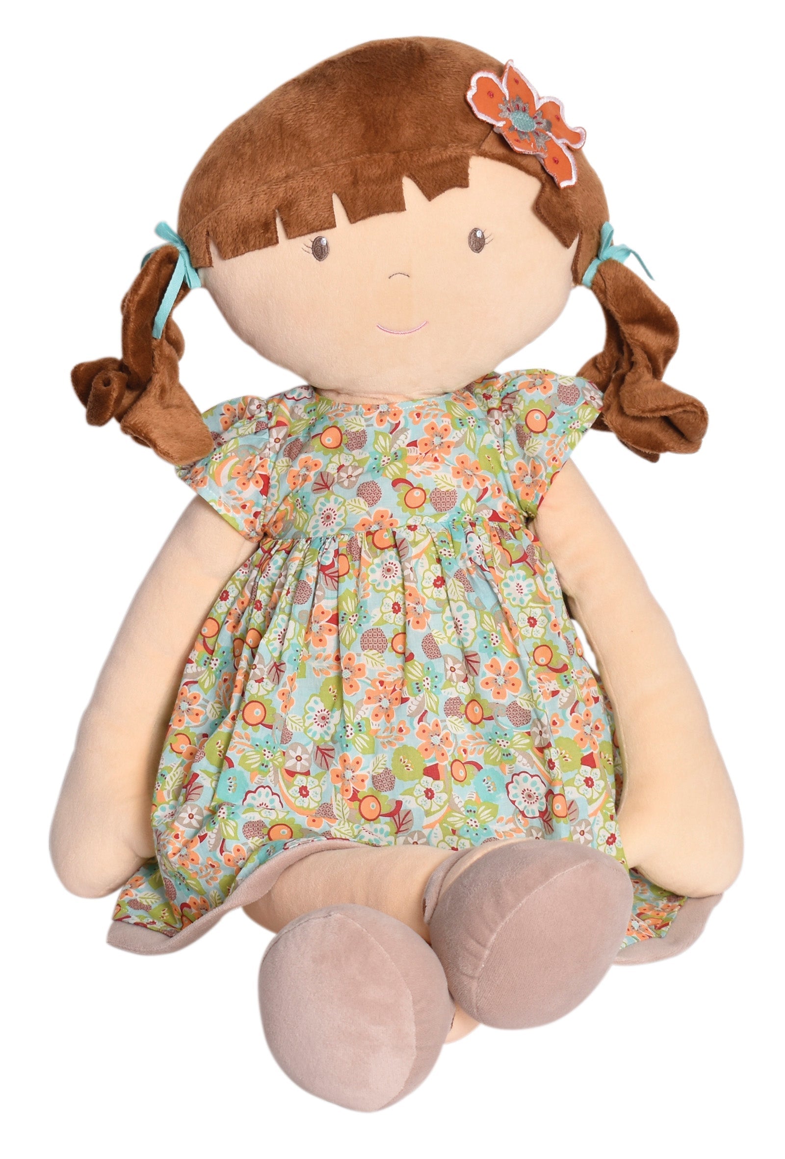 Tikiri Toys Summer X-Large Doll Brunette in Orange Flowered Dress