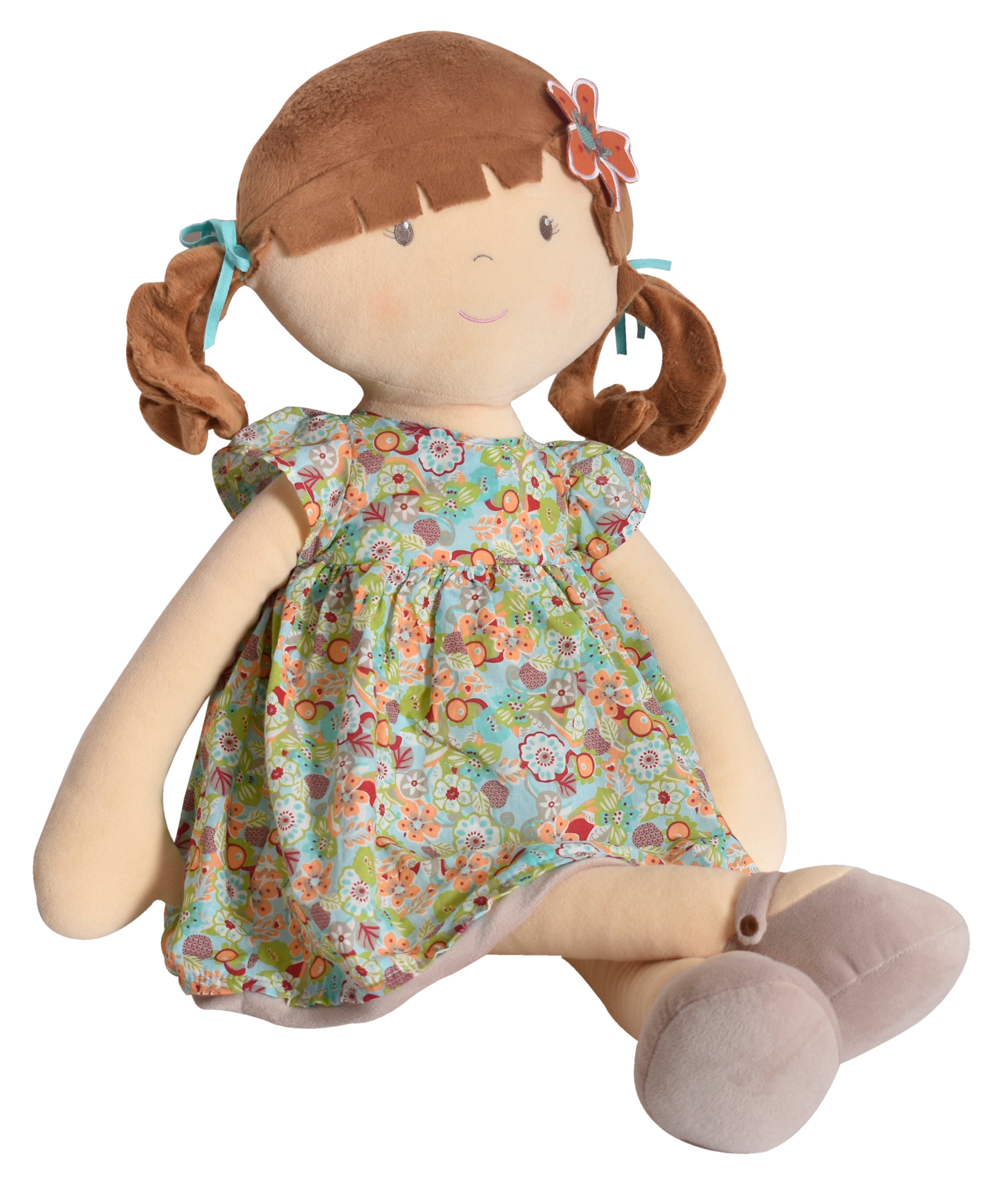 Tikiri Toys Summer X-Large Doll Brunette in Orange Flowered Dress