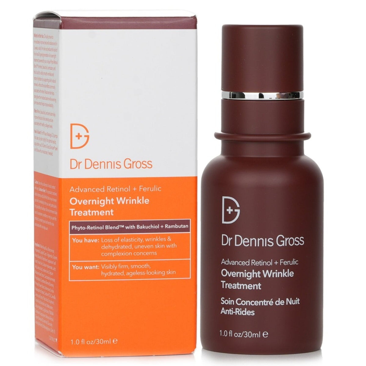 Dr Dennis Gross skincare treatment bottle and packaging on a white background