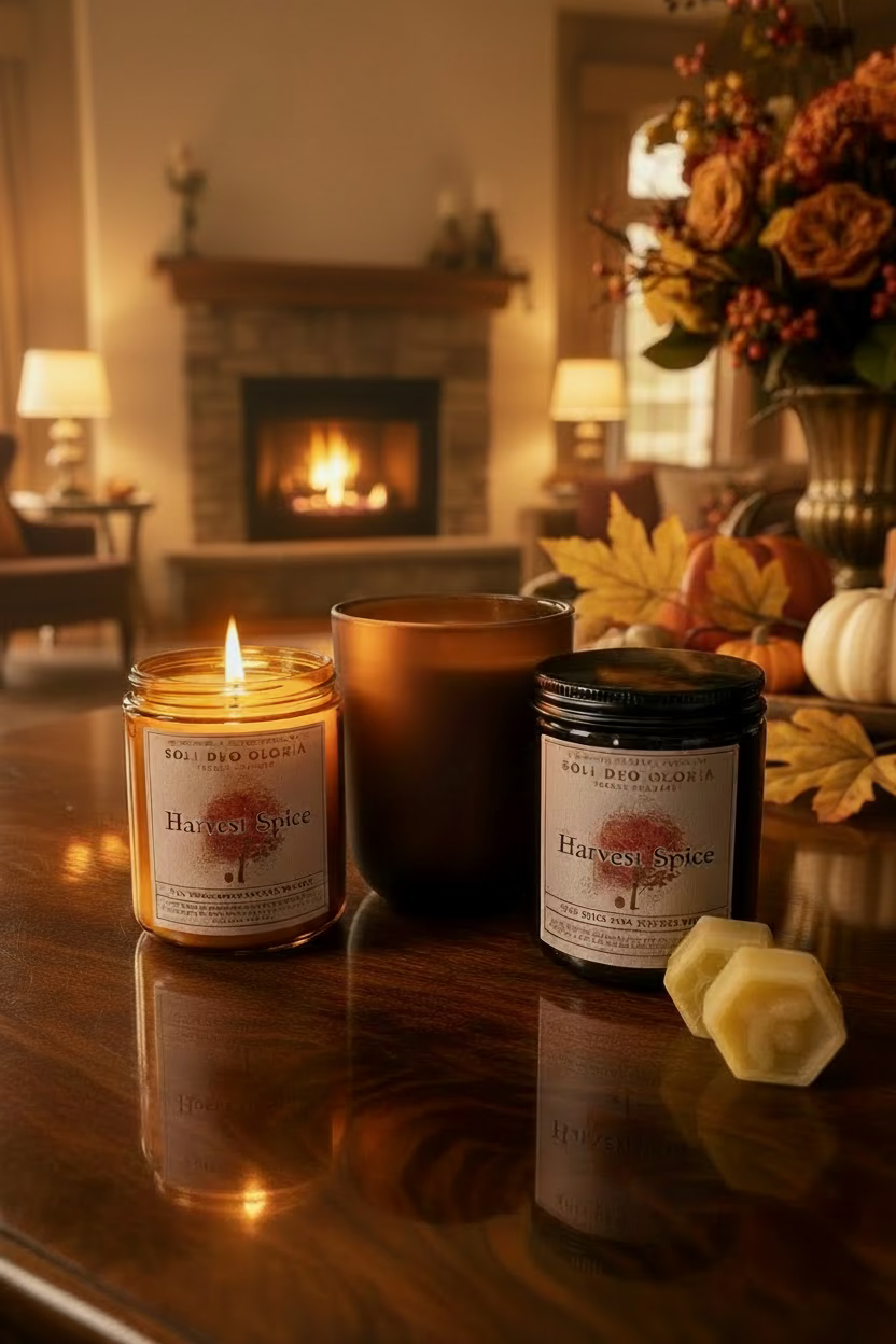 Soli Deo Gloria Candle Company Harvest Spice Fall Beeswax Candle | Organic Essential Oil Infused