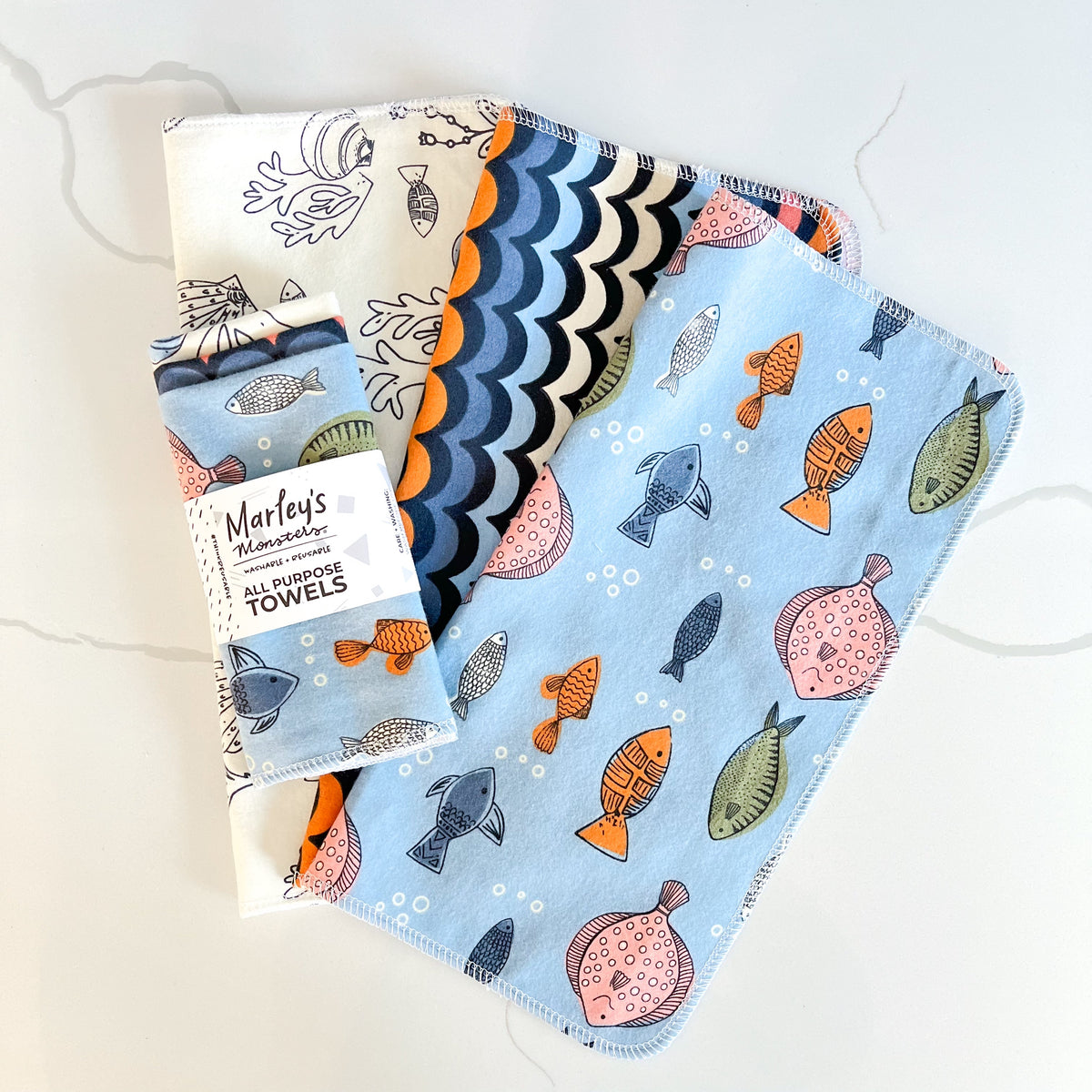 Marley's Monsters All-Purpose Towels: Mixed Prints 3 Count Pack