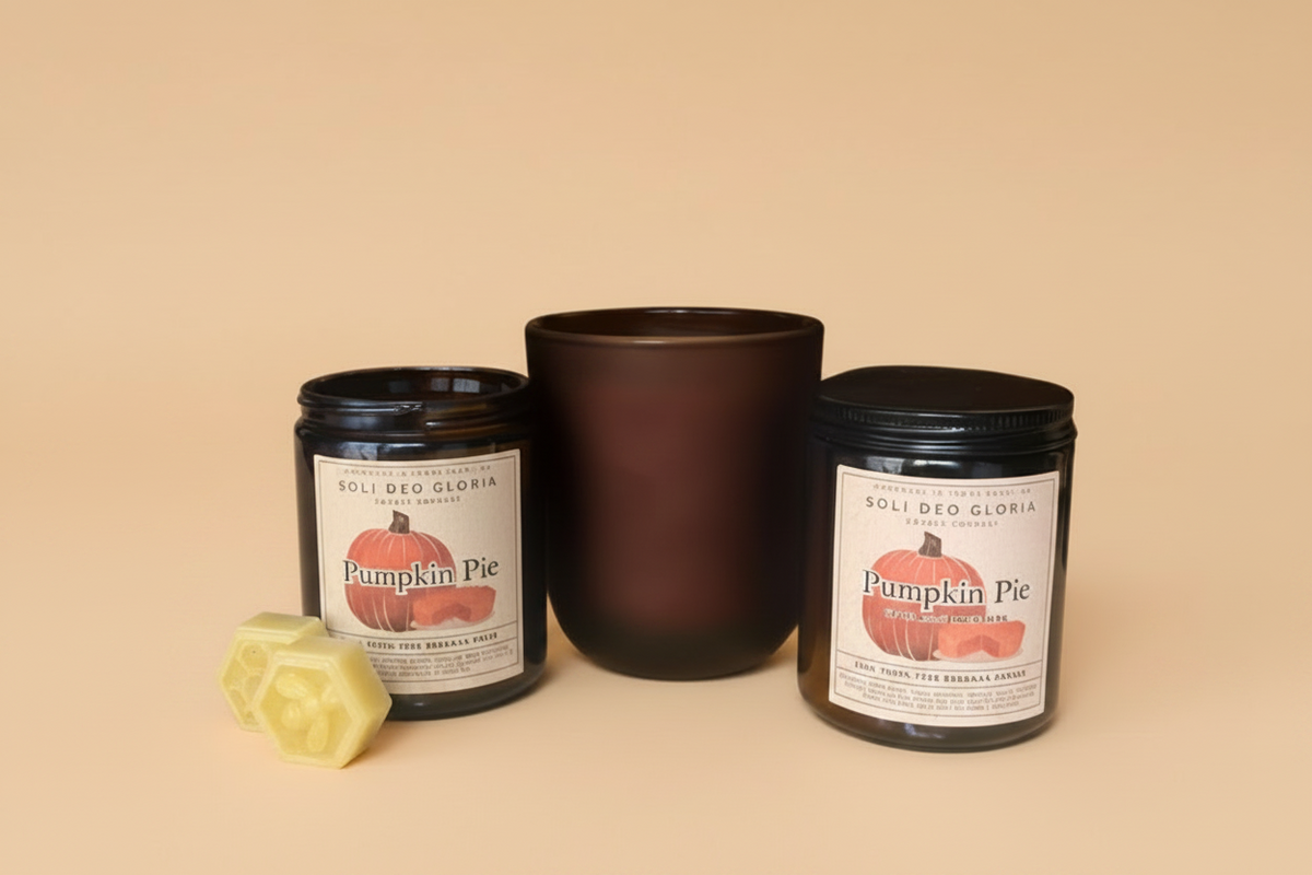 Soli Deo Gloria Candle Company Pumpkin Pie Beeswax Candle | Cozy Fall Bakery Scent
