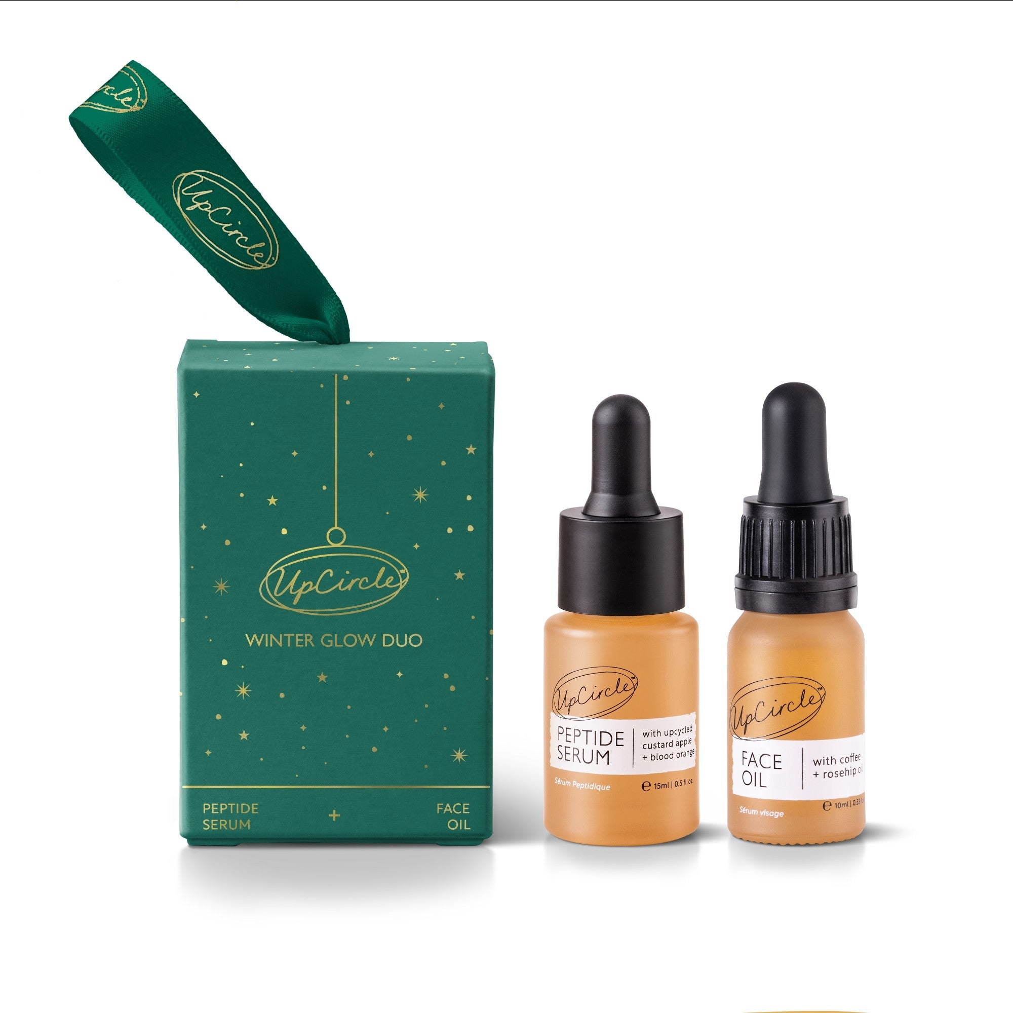 UpCircle Winter Glow Duo with Peptide Serum and Face Oil on a white background