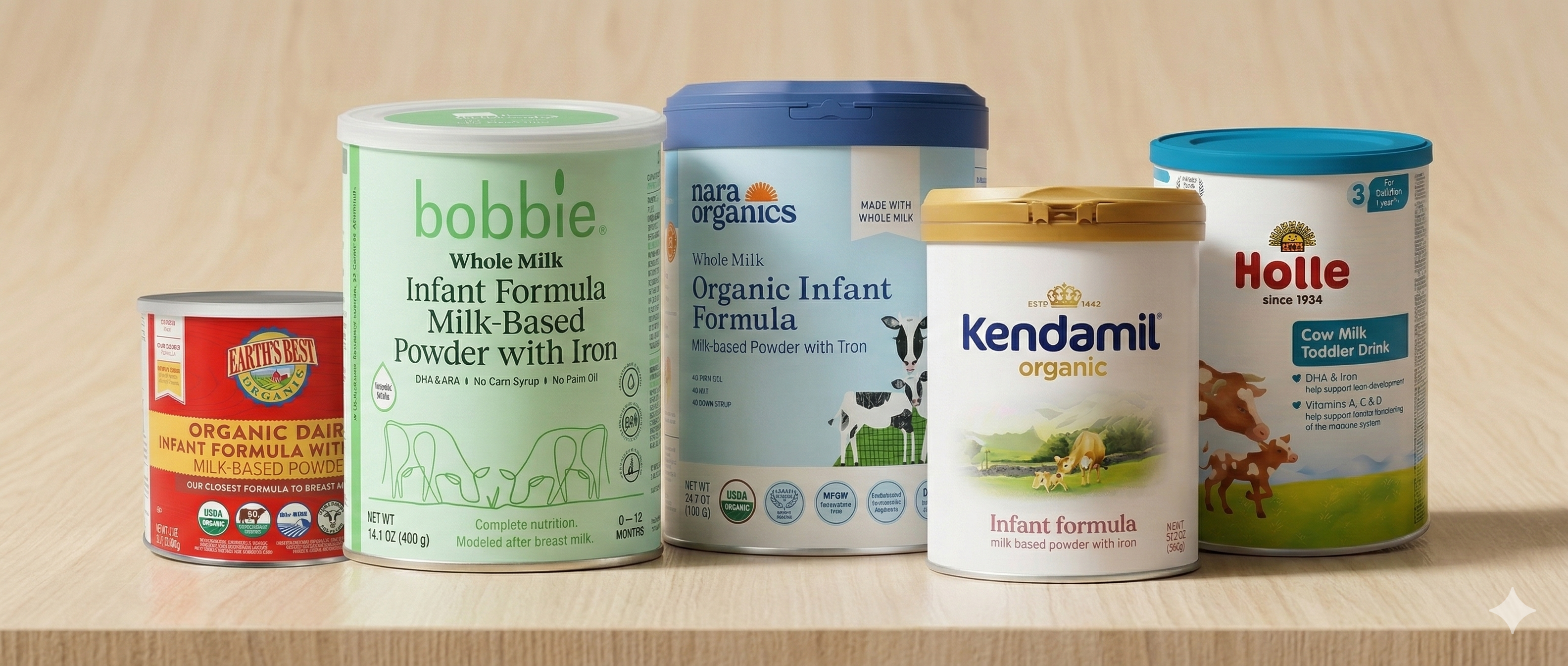 An image of 5 natural baby formula brands for review by Gimme The Good Stuff.