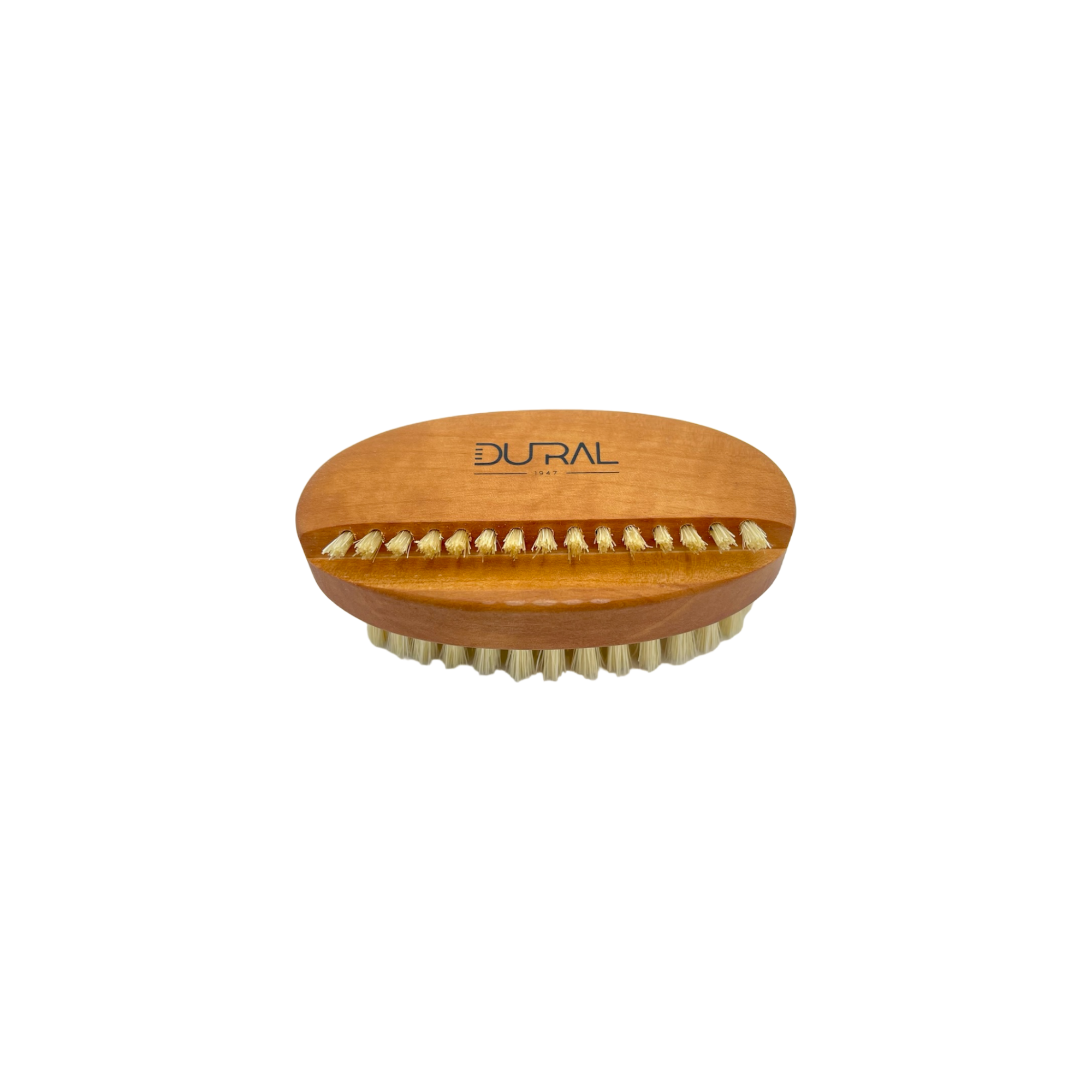 Wooden brush with bristles on a white background, branded 'DURAL'.
