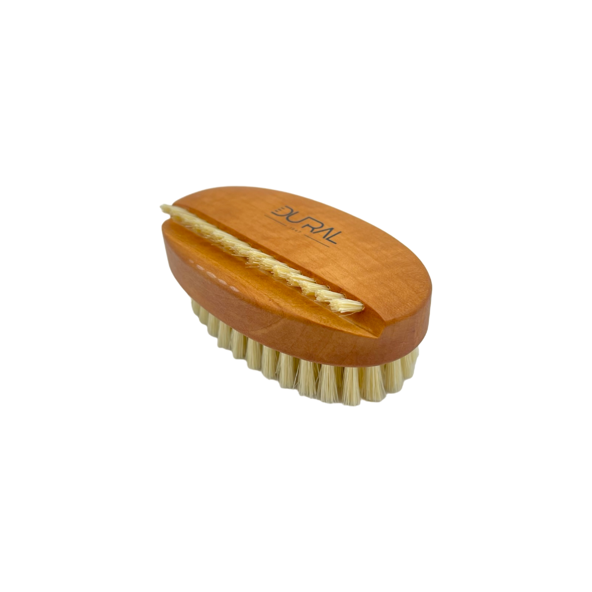 Wooden brush with bristles on a white background