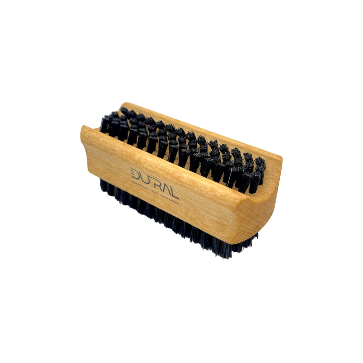 Wooden brush with black bristles on a white background, featuring the brand 'Dural'.