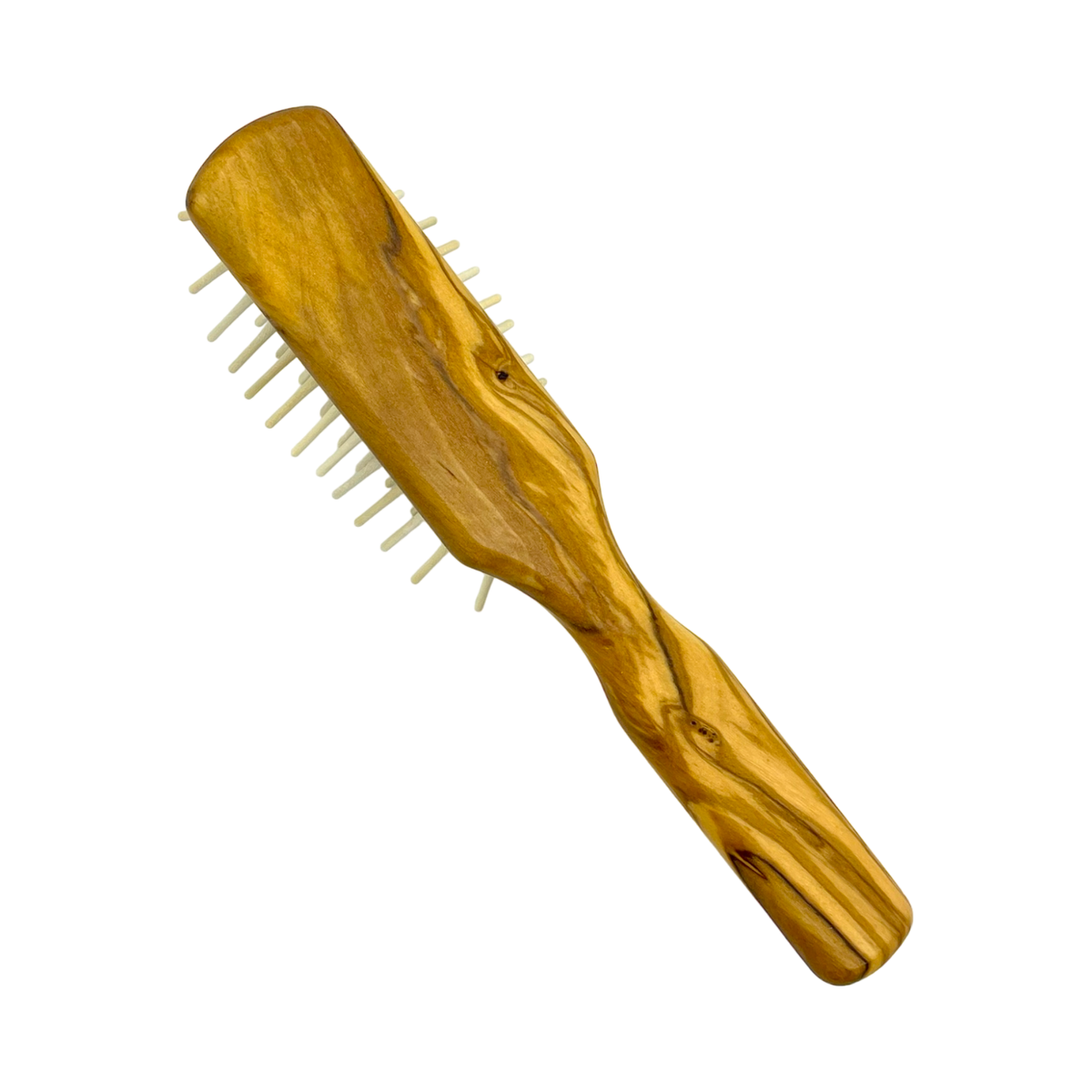 Wooden hairbrush on a white background