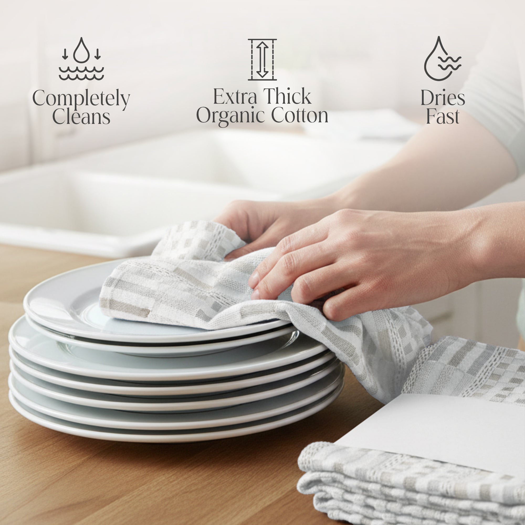 Delilah Home 100% Organic Cotton Kitchen Towels