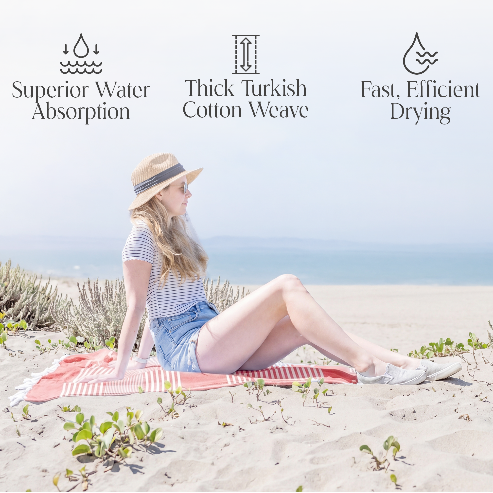 Delilah Home 100% Organic Cotton Sunset Beach Towels