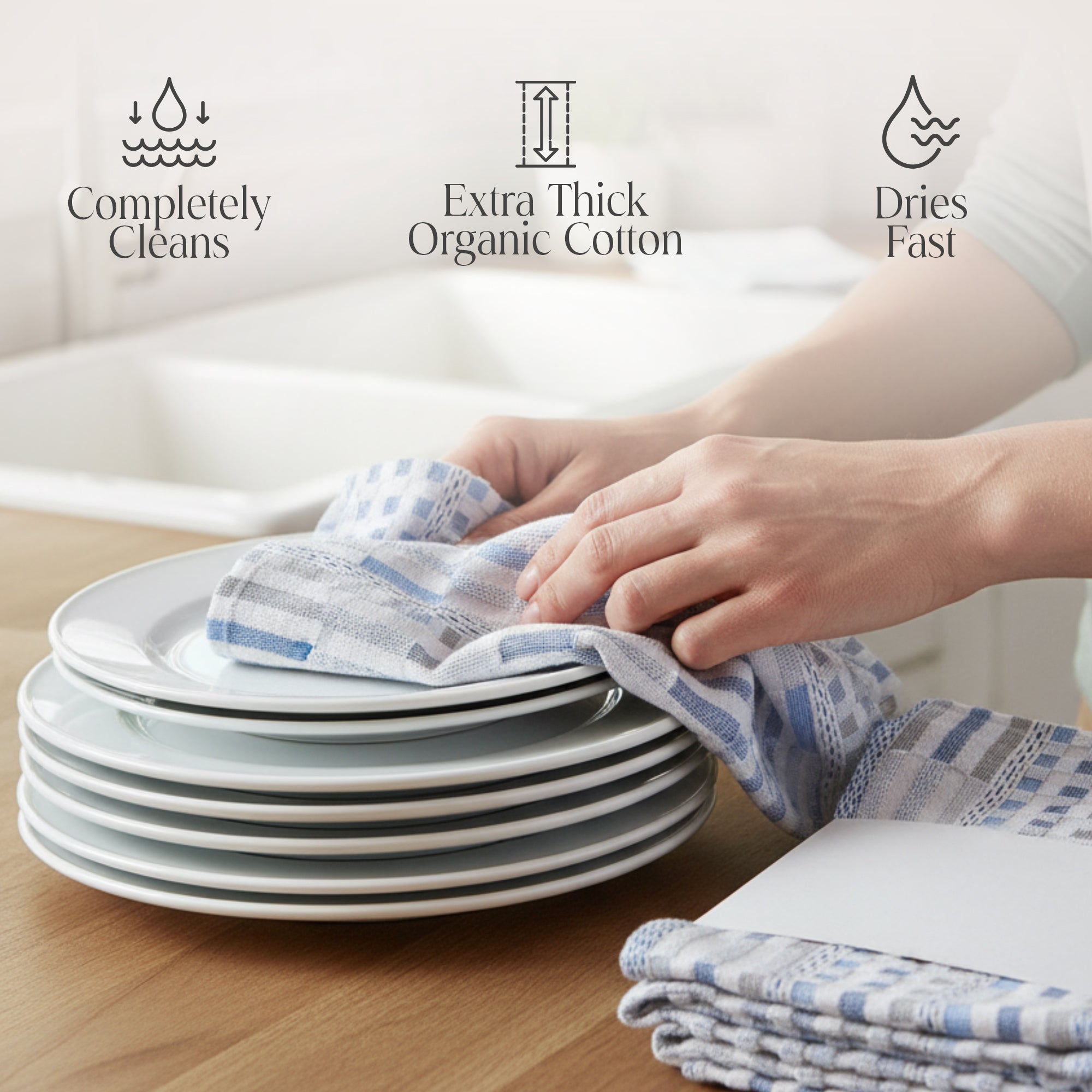 Delilah Home 100% Organic Cotton Kitchen Towels
