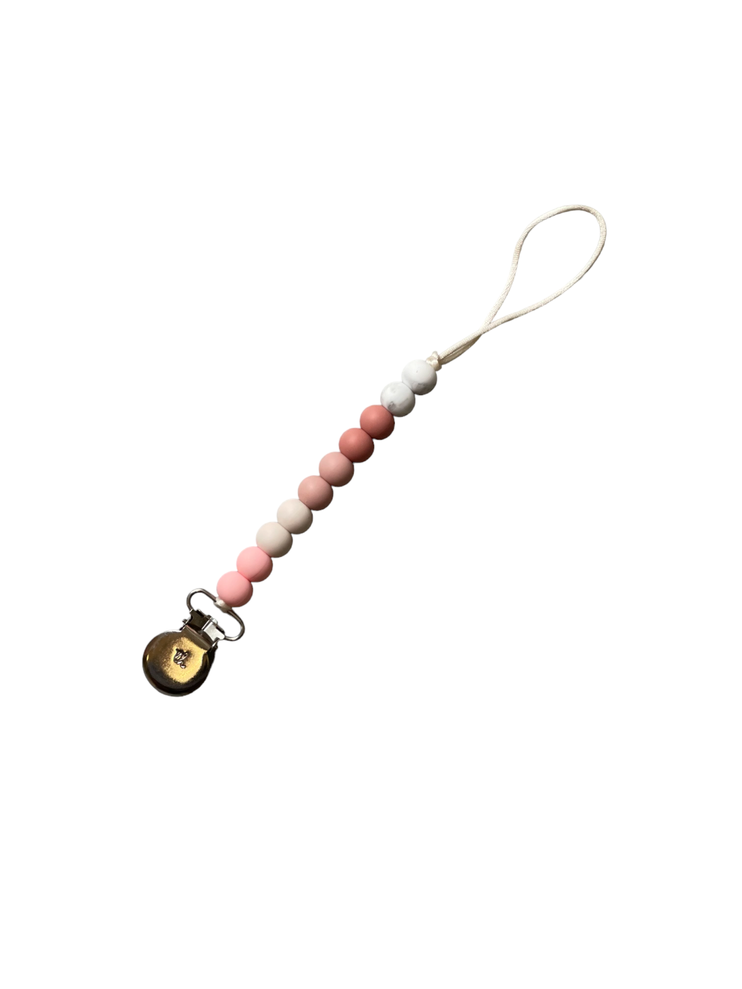 Phone charm with colorful beads and a bell on a white background