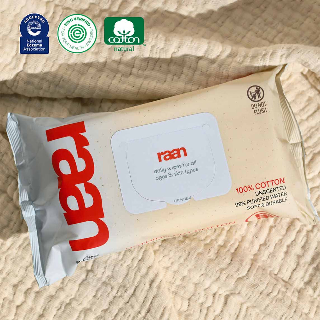 Raan Unbleached 100% Cotton Water Wipes