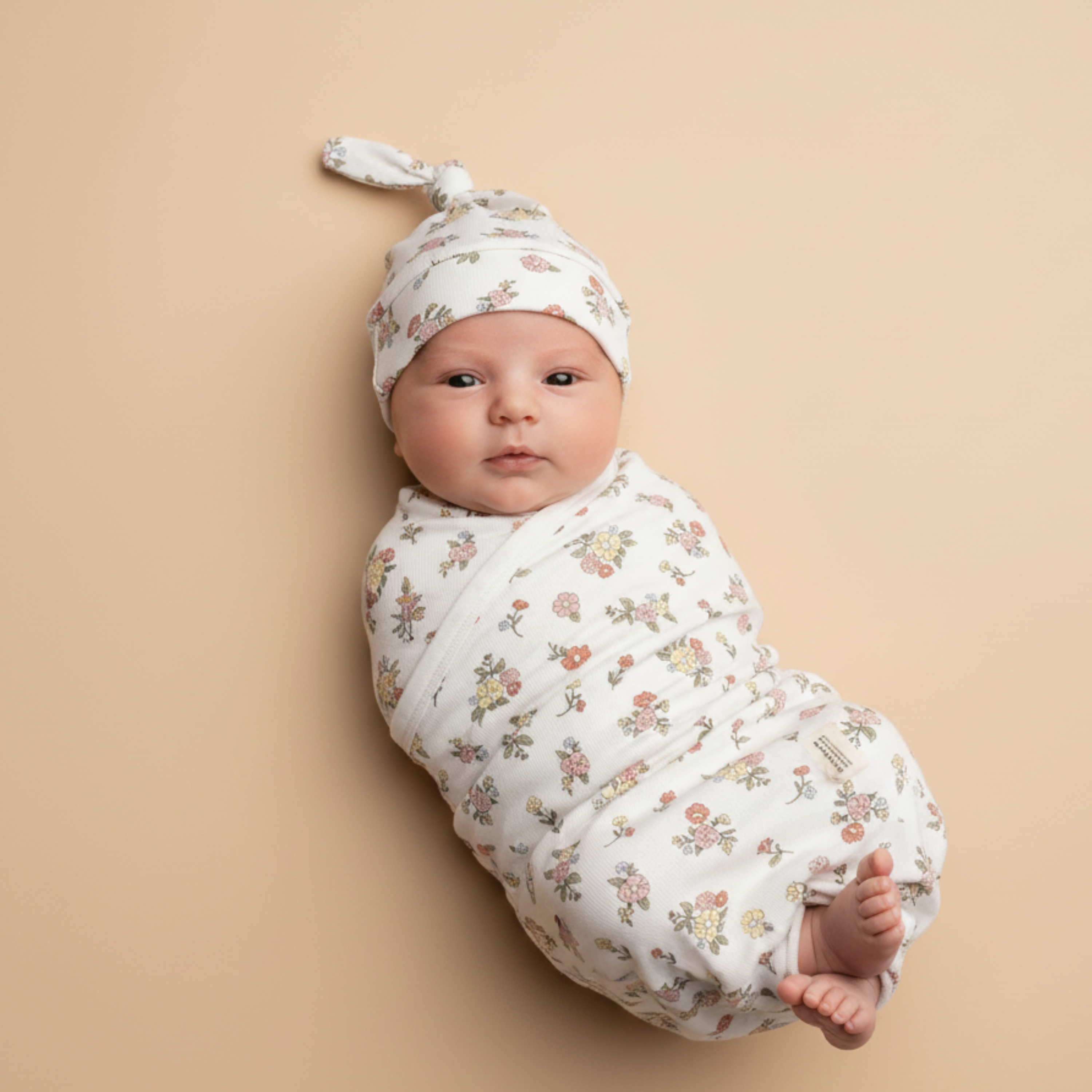 Makemake Organics - Organic Swaddle Blanket & Hat Set  - Meadow