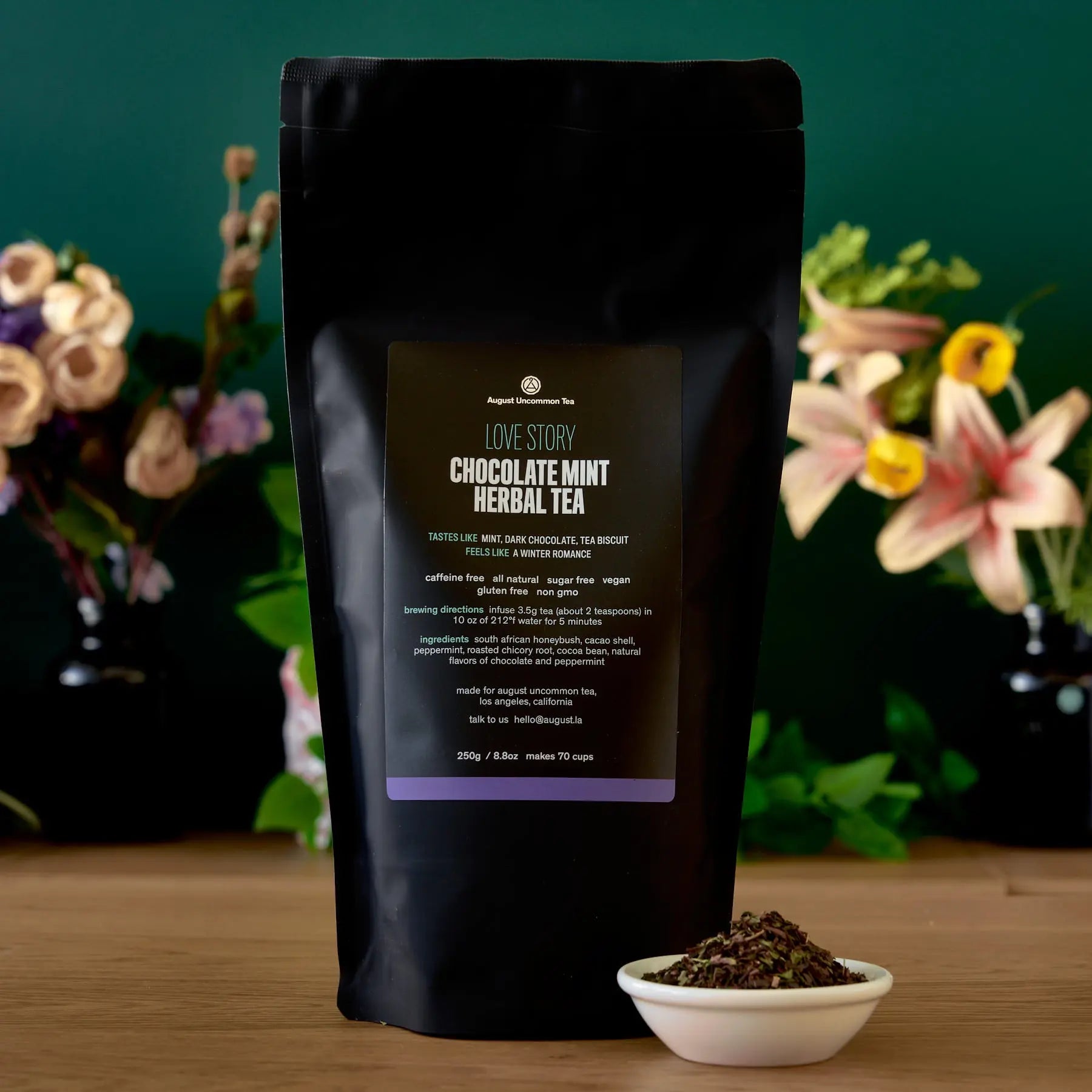 August Uncommon Tea Love Story - Chocolate Mint Herbal Tea (Caffeine Free)
