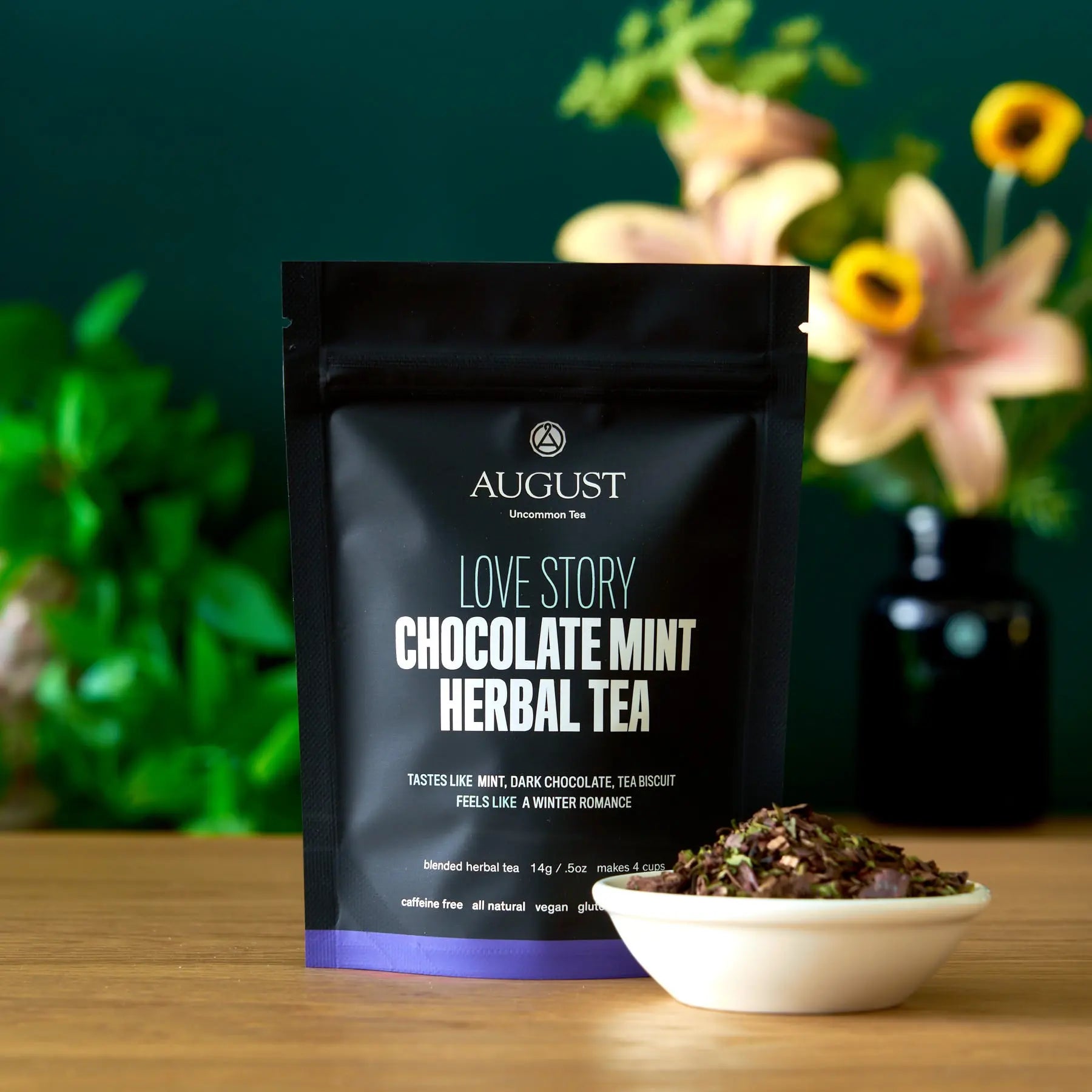 August Uncommon Tea Love Story - Chocolate Mint Herbal Tea (Caffeine Free)