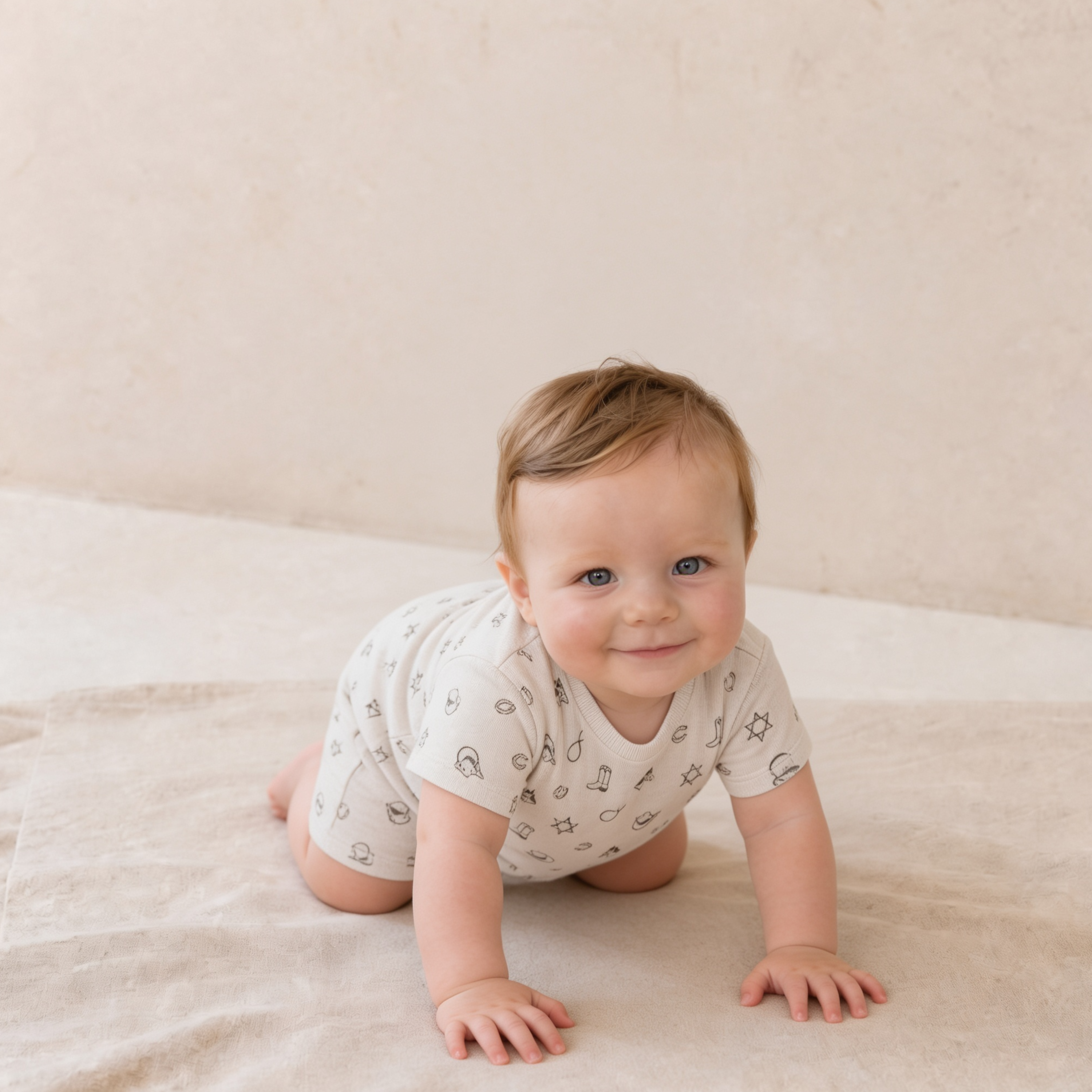 Makemake Organics - Organic Short Sleeve Bubble Romper - Rodeo