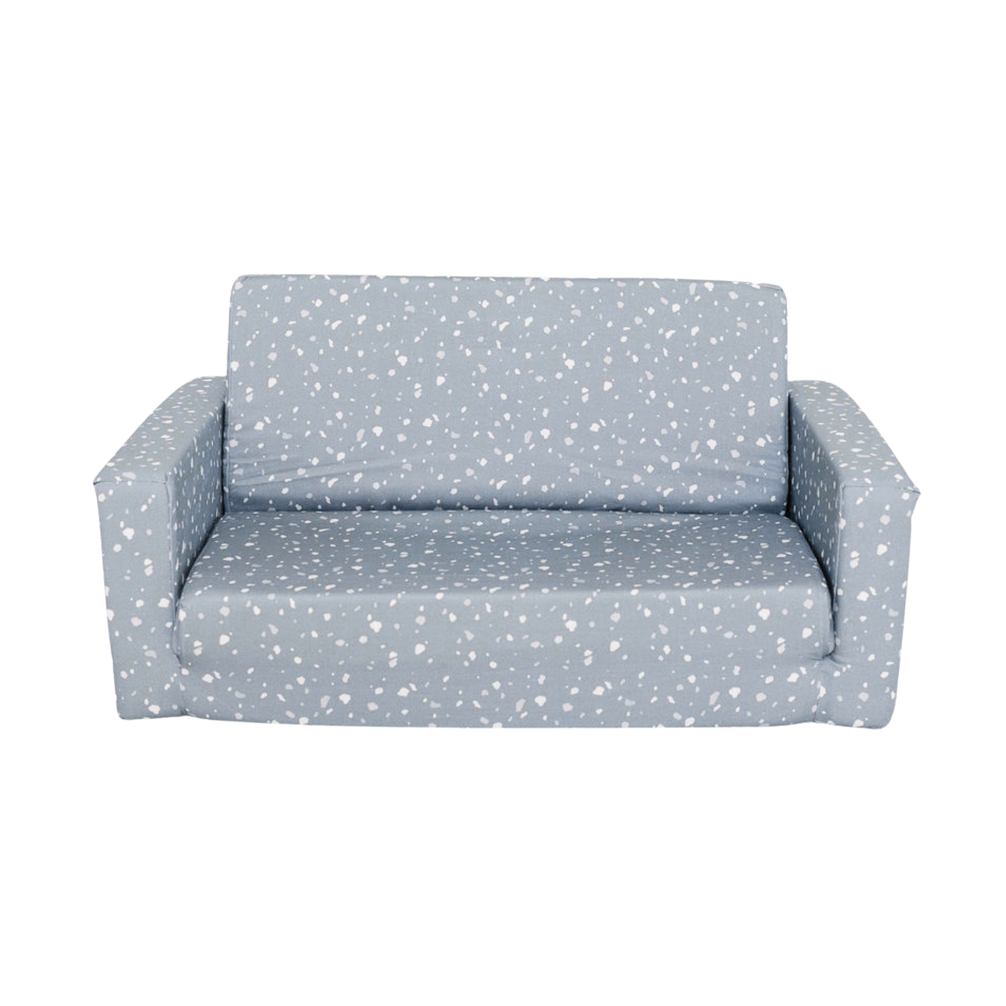 Gray sofa with white star pattern on a white background