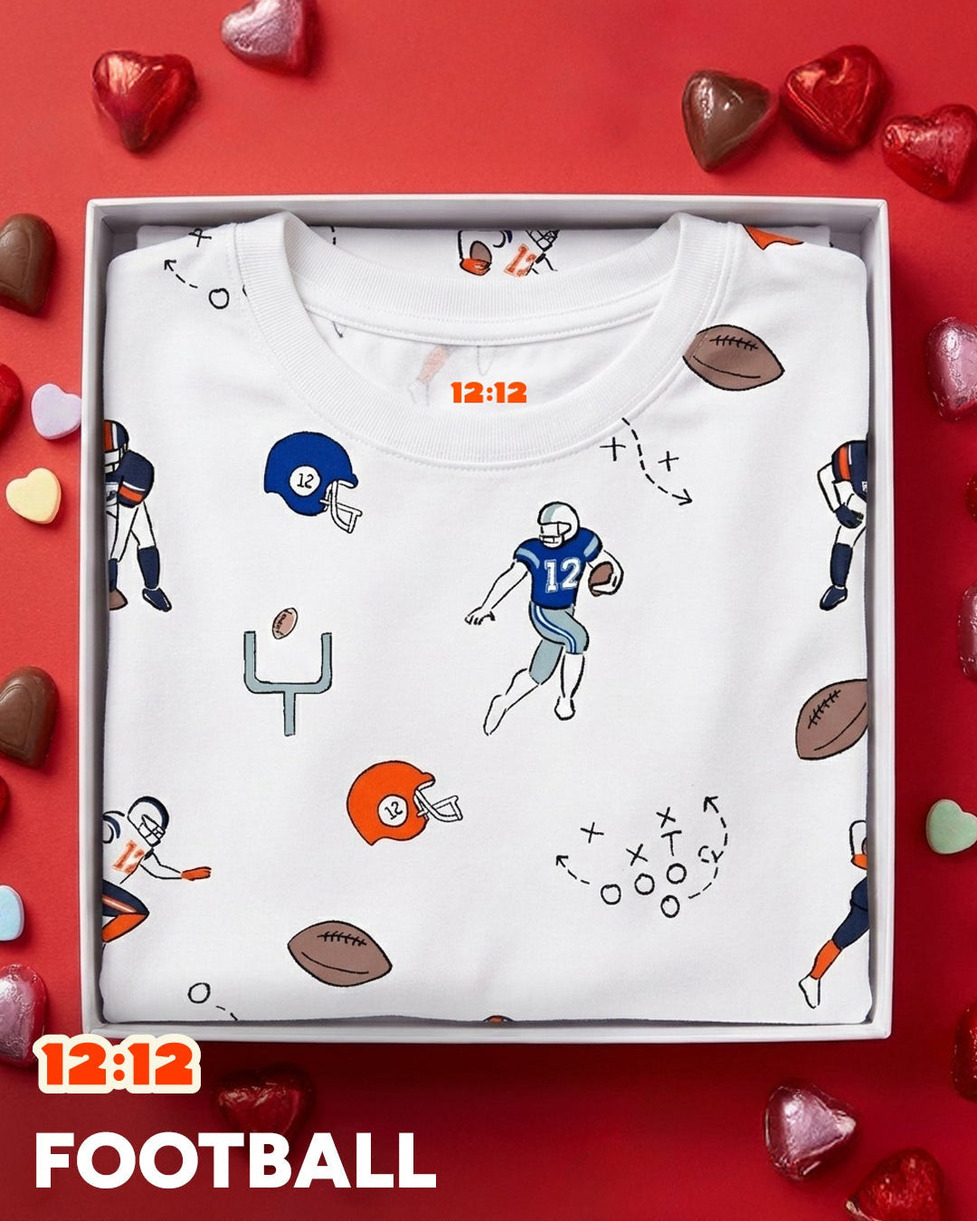 12|12 The Organic Long Sleeve Pajama Set [Football]