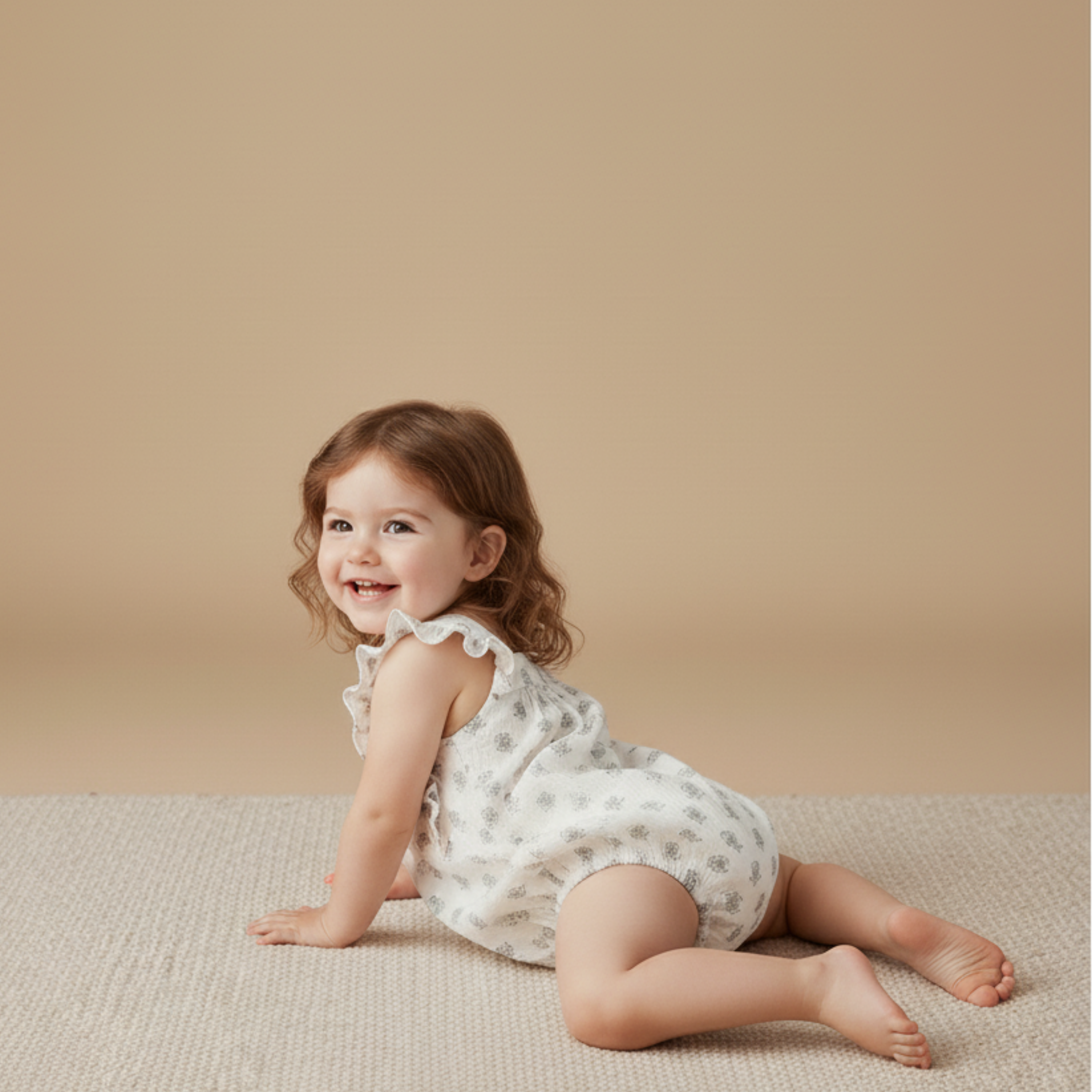 Makemake Organics - Organic Sleeveless Ruffle Bubble Romper - Poppy
