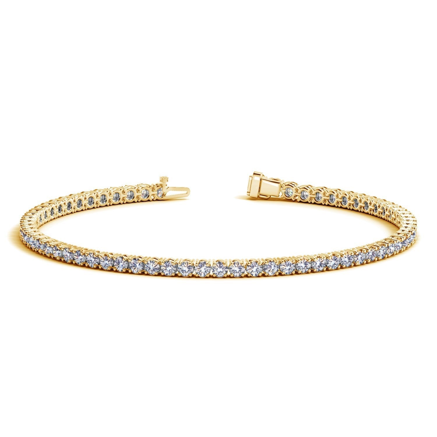 Gold bracelet with clear stones on a white background