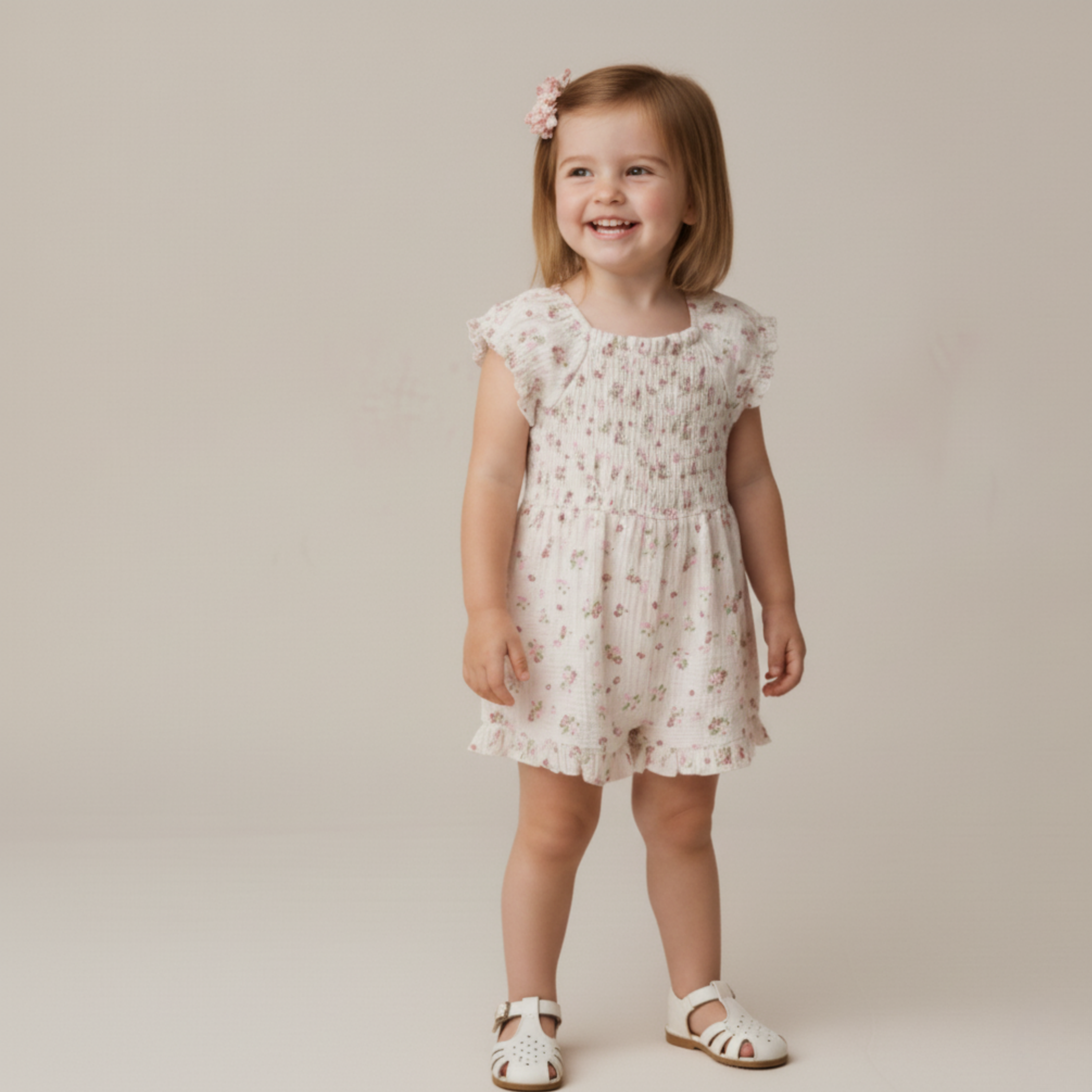 Makemake Makemake Organics - Organics - Organic Smocked Jumpsuit - Blush Floral