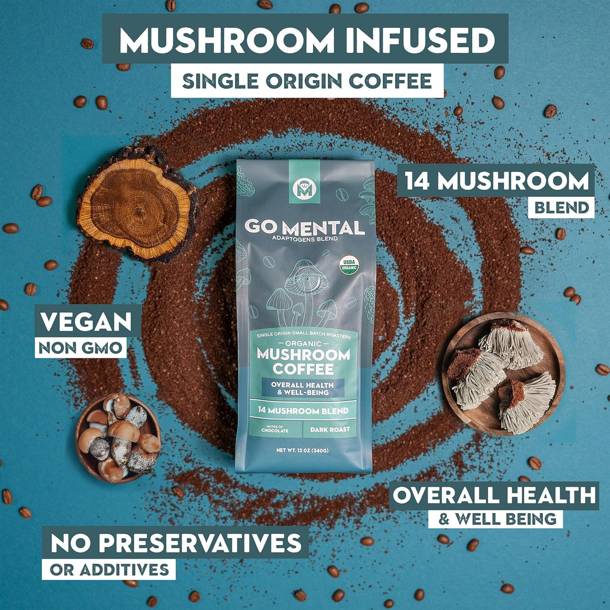 GO MENTAL 14 mushroom coffee blend — product image 3