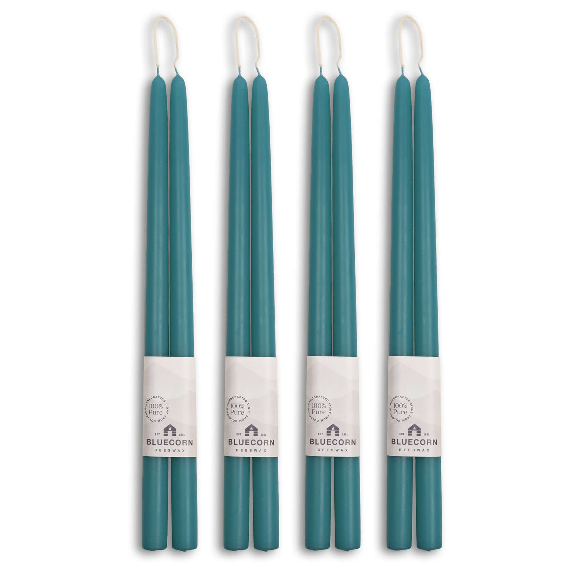 Bluecorn Candles Hand-Dipped Beeswax Taper Candles - Bulk 4-Pair Bundle