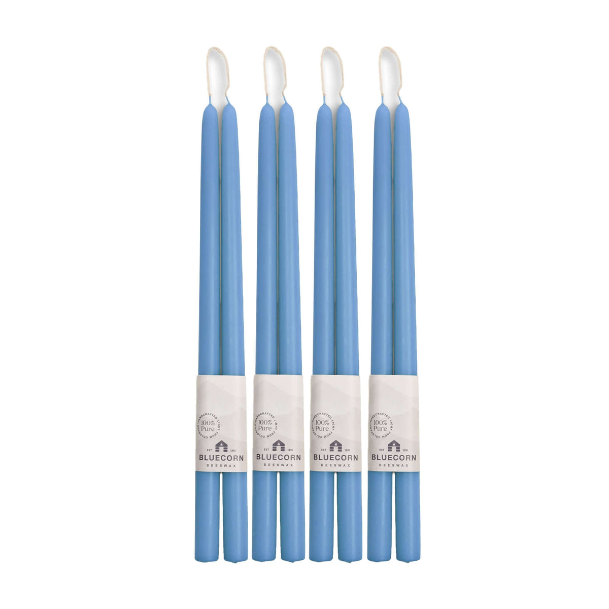 Bluecorn Candles Hand-Dipped Beeswax Taper Candles - Bulk 4-Pair Bundle
