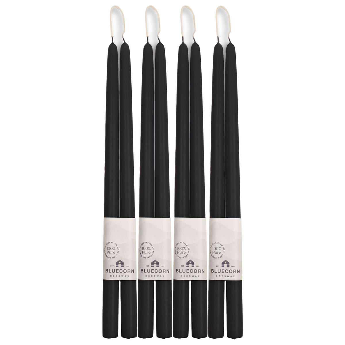 Bluecorn Candles Hand-Dipped Beeswax Taper Candles - Bulk 4-Pair Bundle