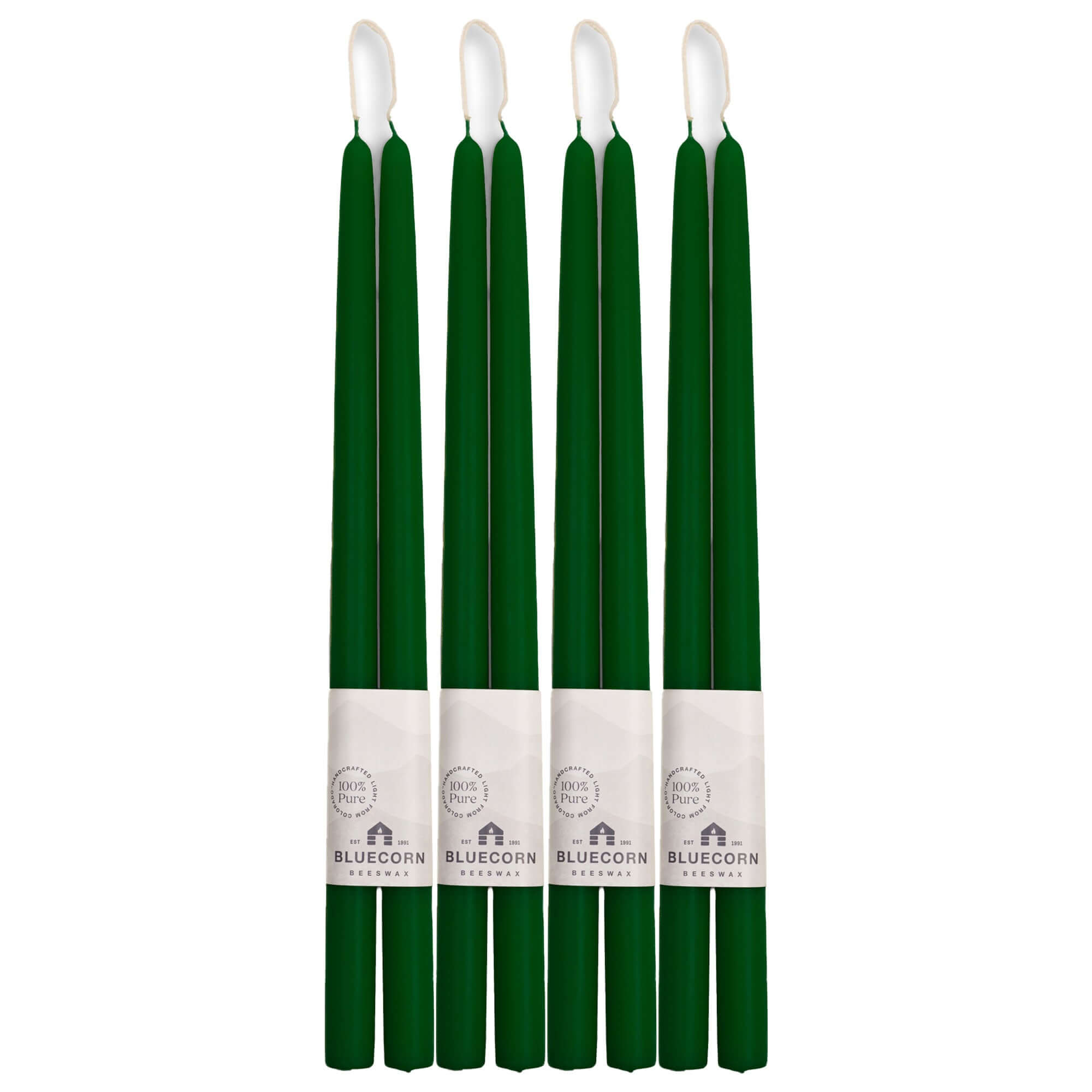 Bluecorn Candles Hand-Dipped Beeswax Taper Candles - Bulk 4-Pair Bundle