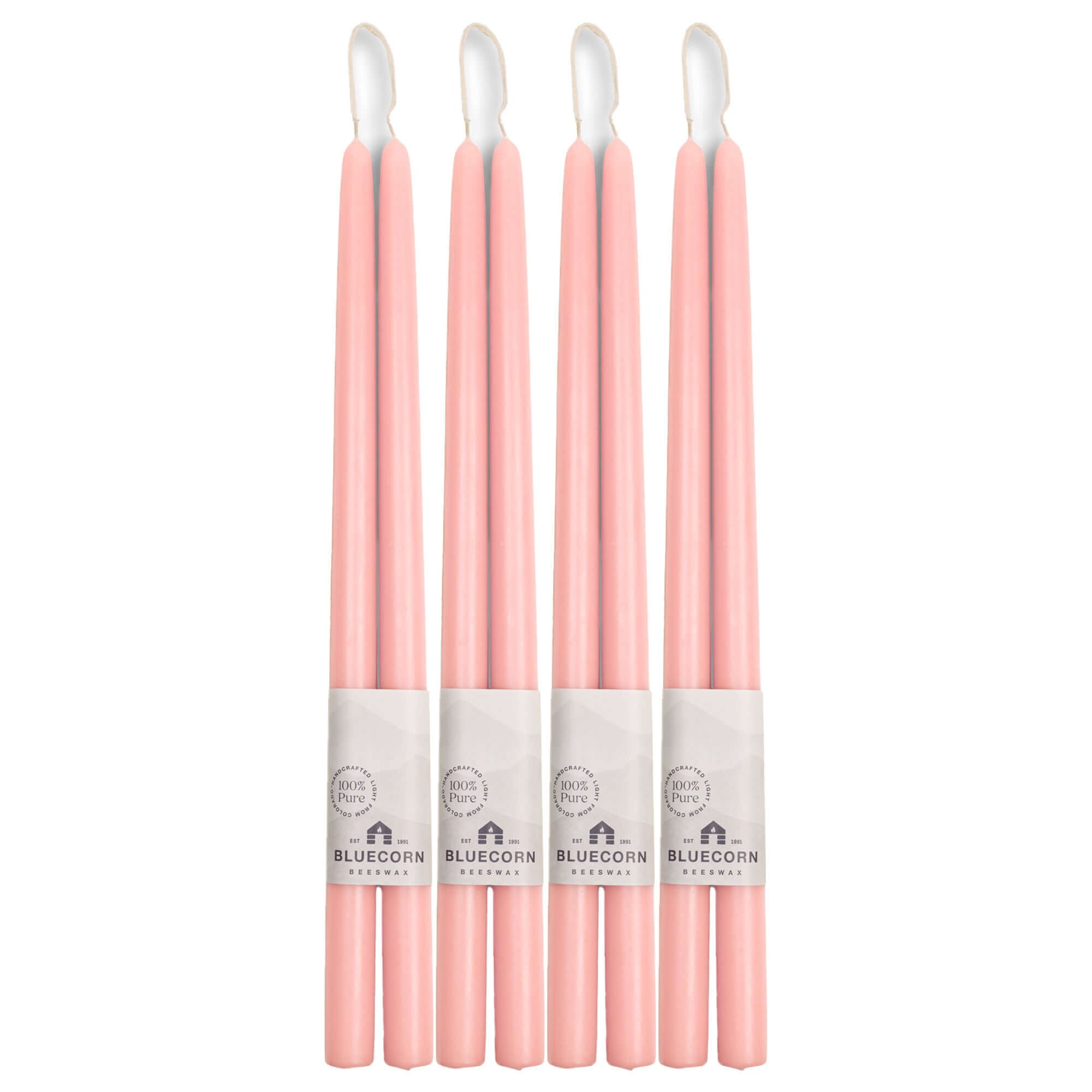 Bluecorn Candles Hand-Dipped Beeswax Taper Candles - Bulk 4-Pair Bundle