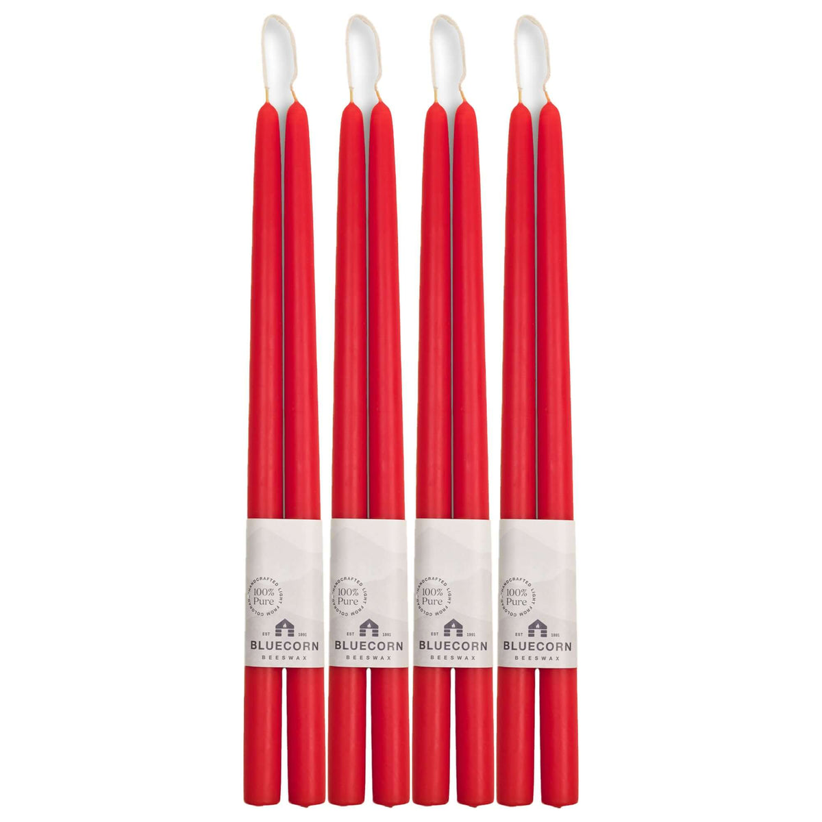 Bluecorn Candles Hand-Dipped Beeswax Taper Candles - Bulk 4-Pair Bundle