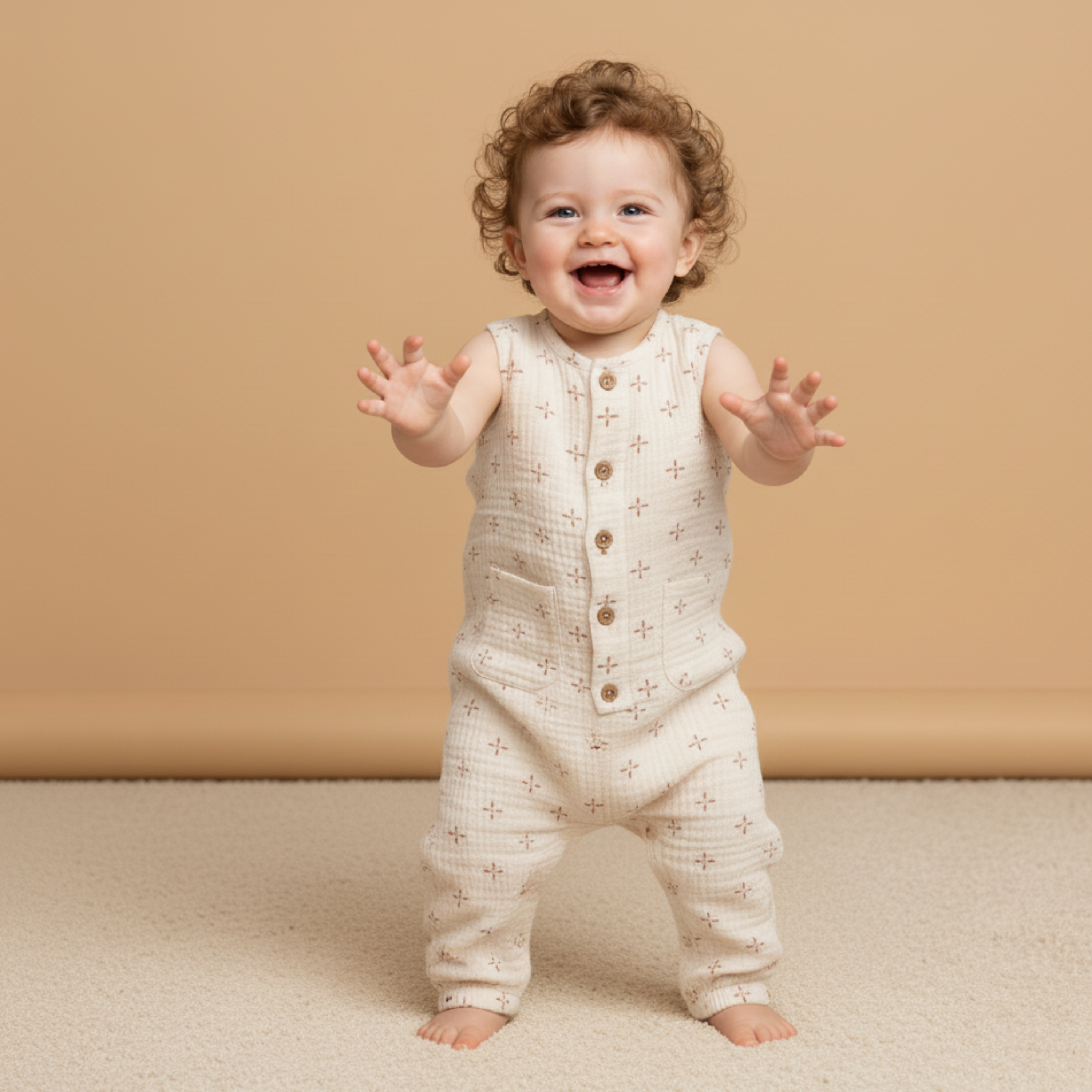 Makemake Organics - Organic Buttoned Jumpsuit - Cross