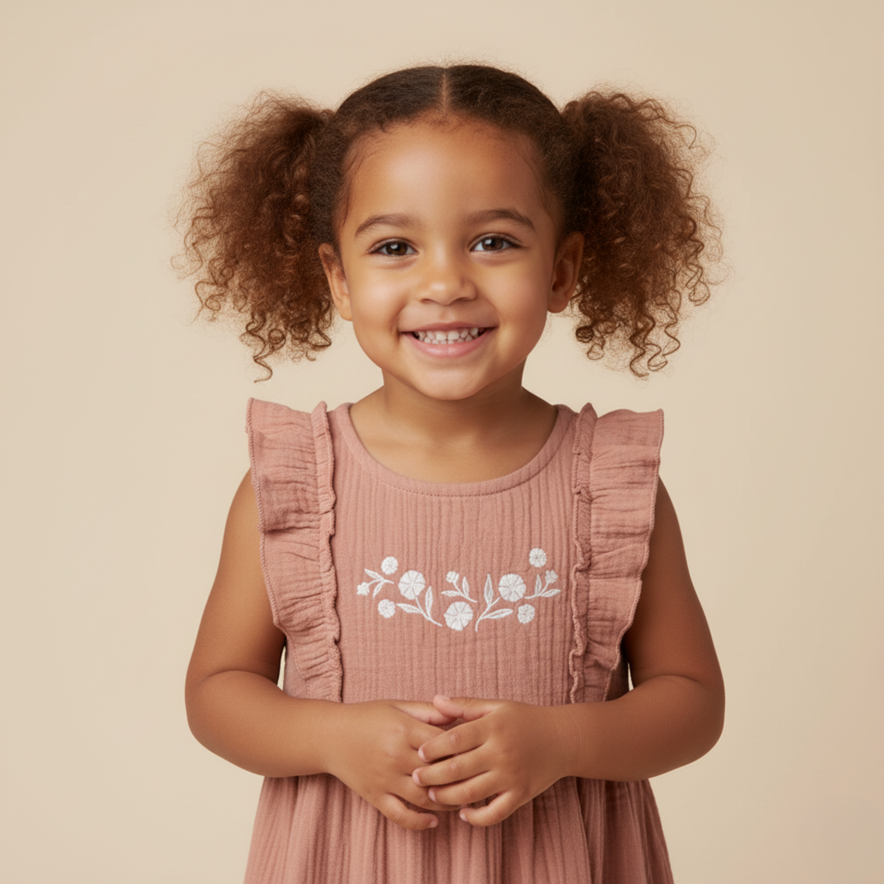 Makemake Organics - Organic Embroidered Tiered Dress - Clay