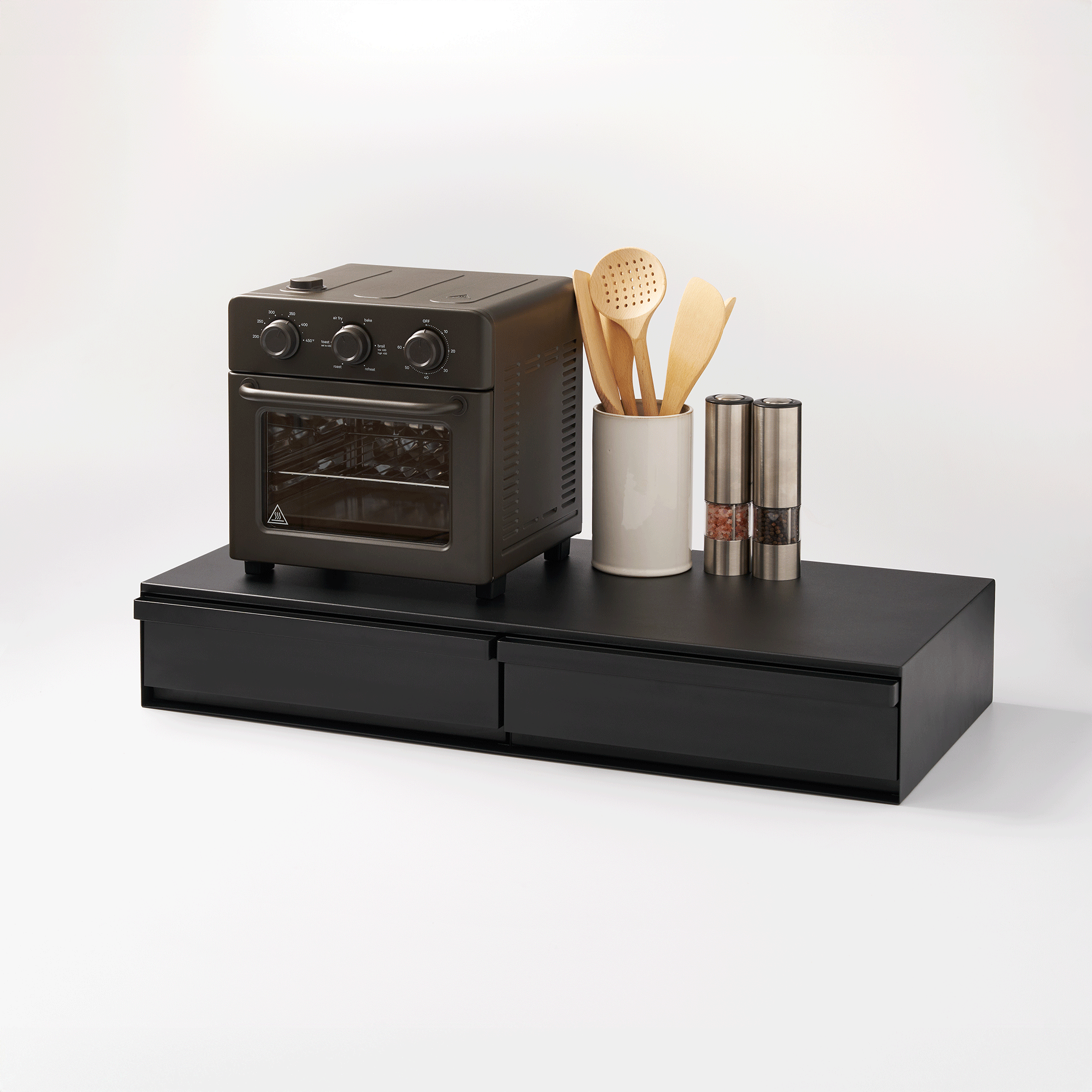 Yamazaki Home Countertop Drawer with Pull-Out Shelf - Wide - Steel
