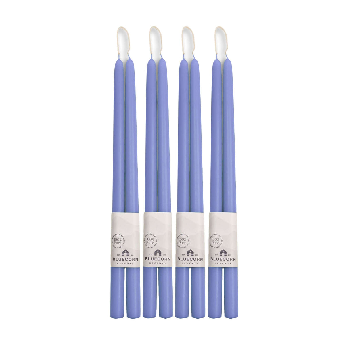 Bluecorn Candles Hand-Dipped Beeswax Taper Candles - Bulk 4-Pair Bundle
