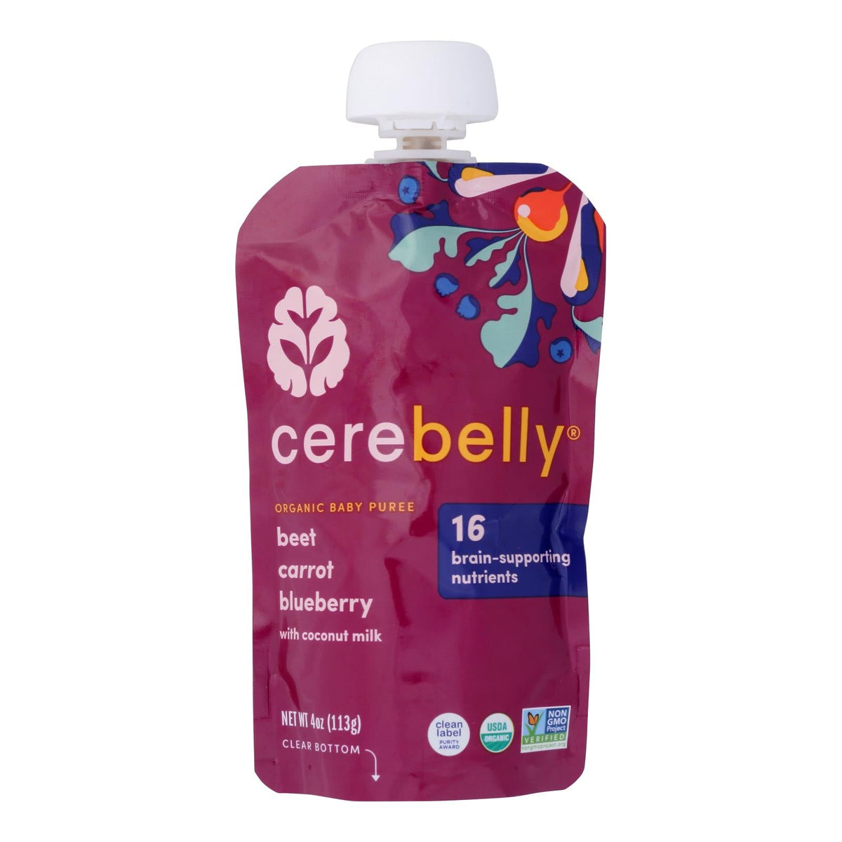 Cerebelly Puree Beet Blueberry - 4 Oz. Pack of 6