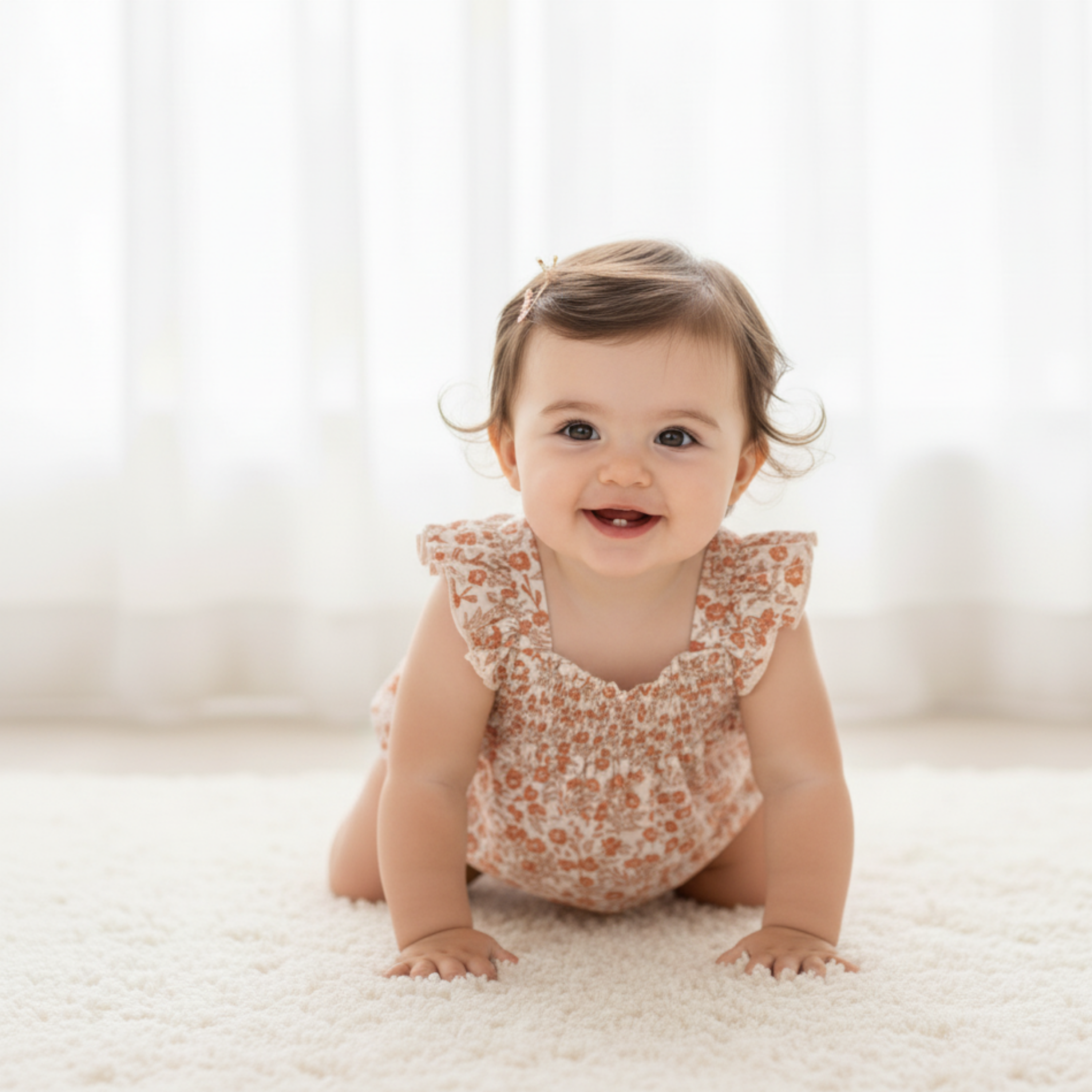 Makemake Organics - Organic Ruffle Sleeve Bubble Romper - Sienna