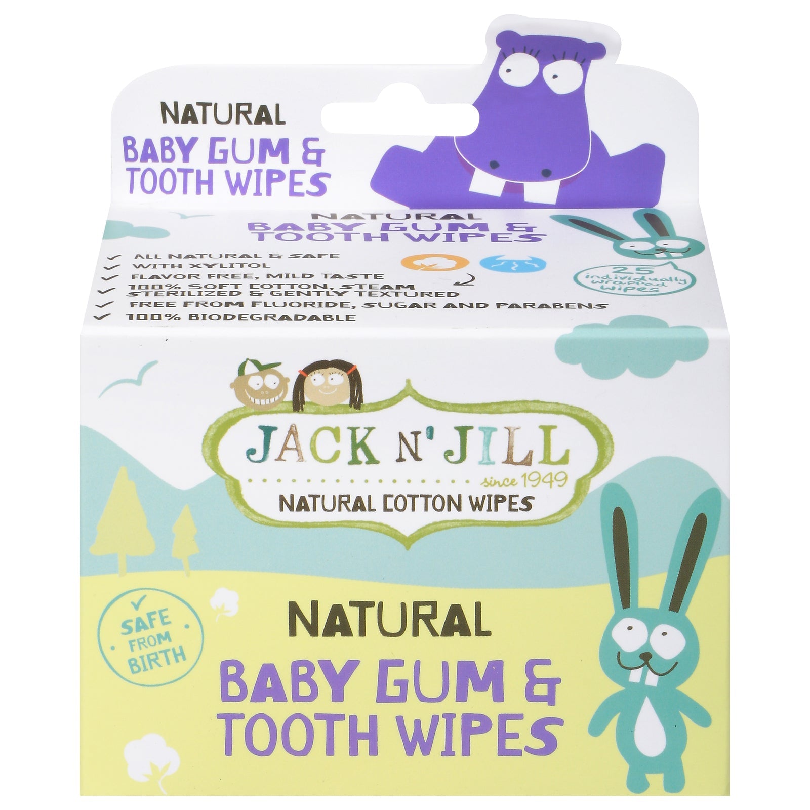 Jack N' Jill Baby Gum and Tooth Wipes - Pre-Moistened, 25 Wipes