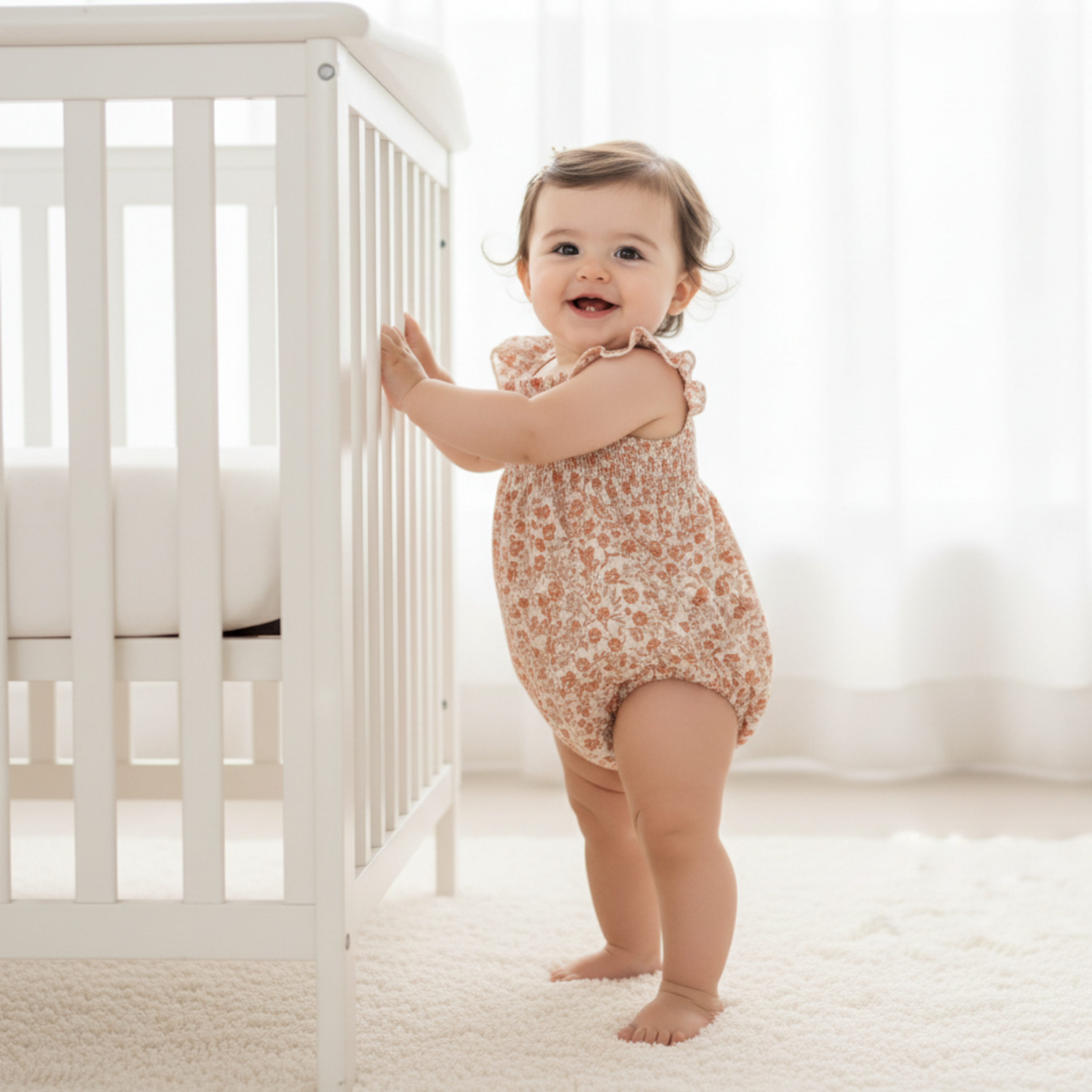 Makemake Organics - Organic Ruffle Sleeve Bubble Romper - Sienna