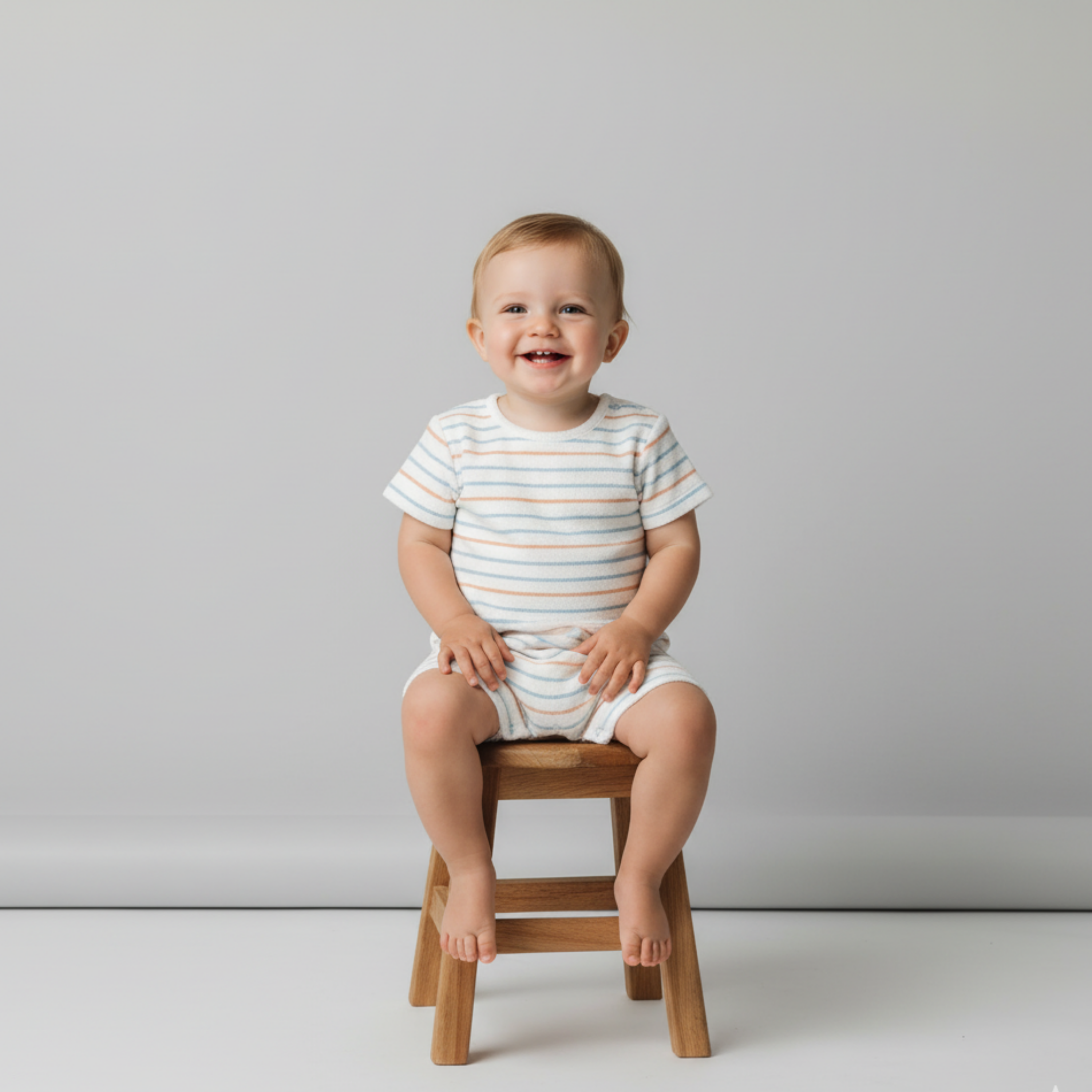 Makemake Organics - Organic Short Romper - Cabana Stripes