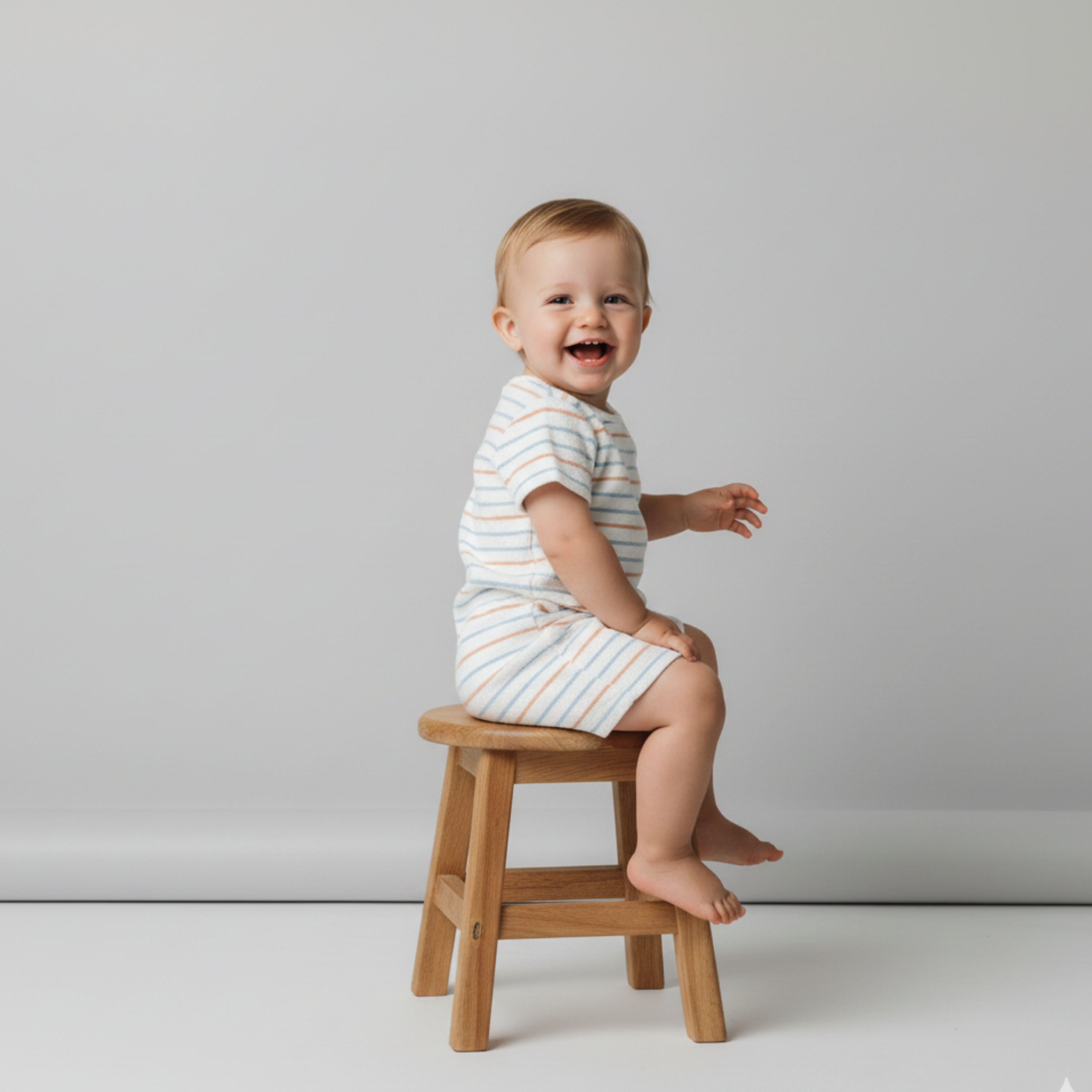 Makemake Organics - Organic Short Romper - Cabana Stripes