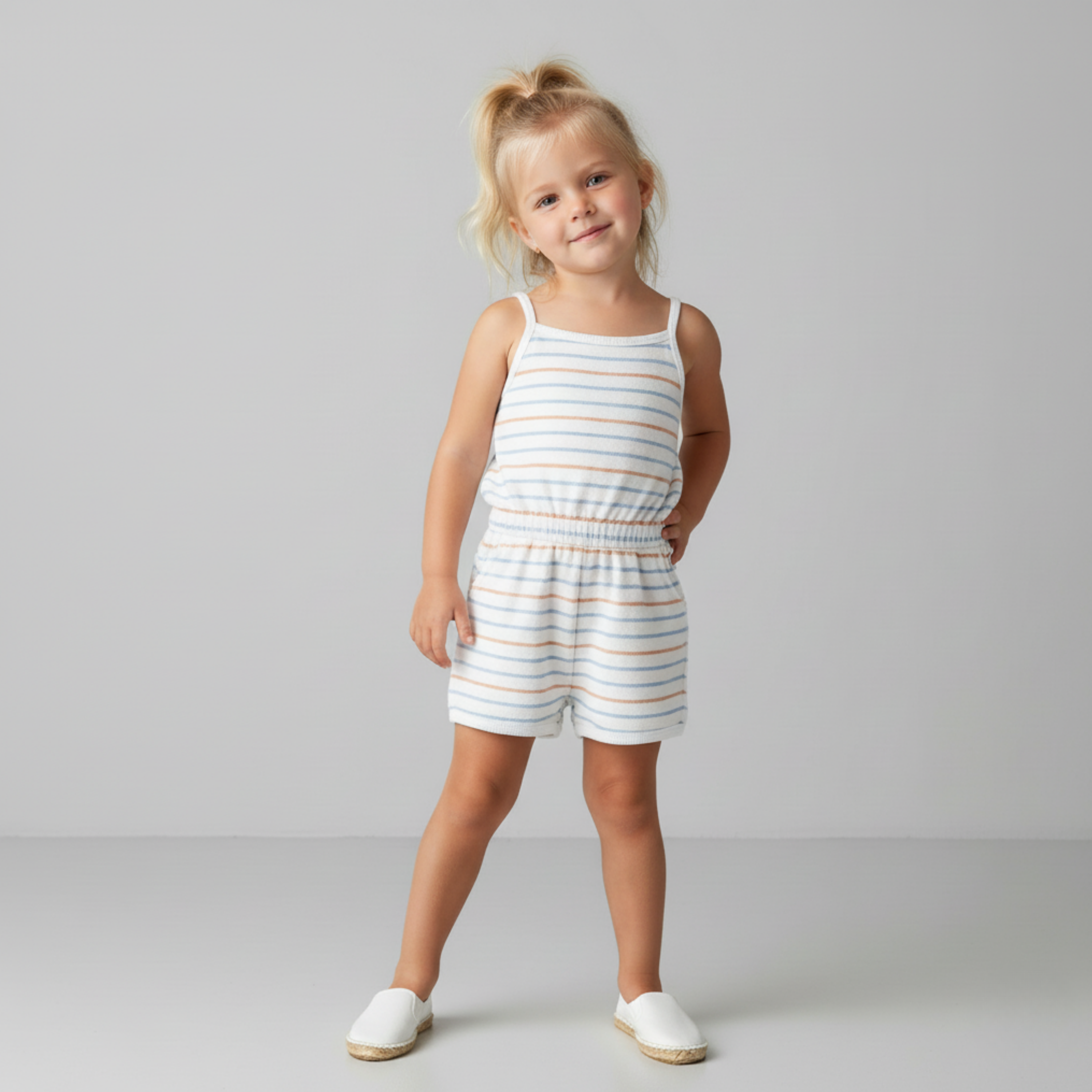 Makemake Organics - Organic Tank Romper - Cabana Stripes