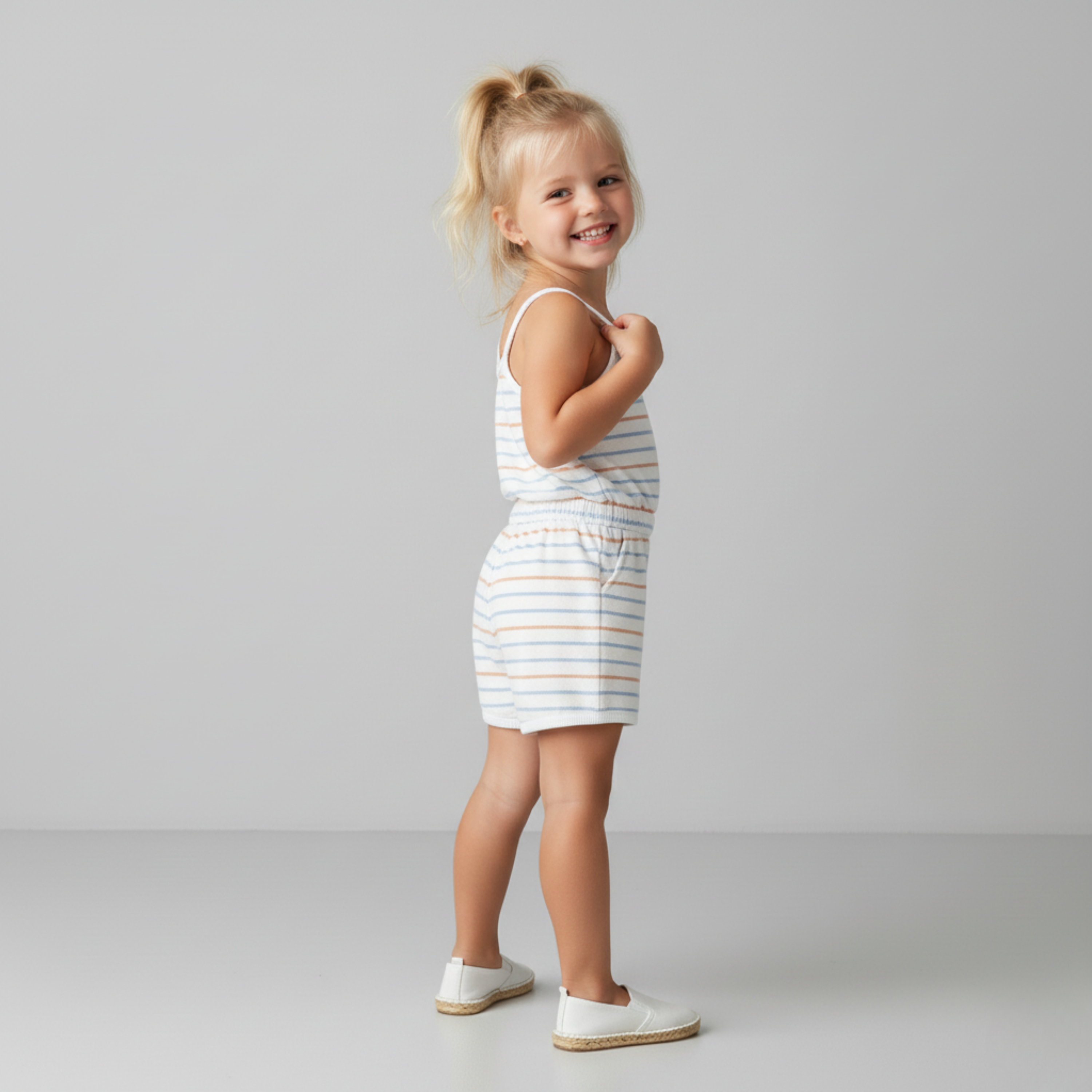 Makemake Organics - Organic Tank Romper - Cabana Stripes