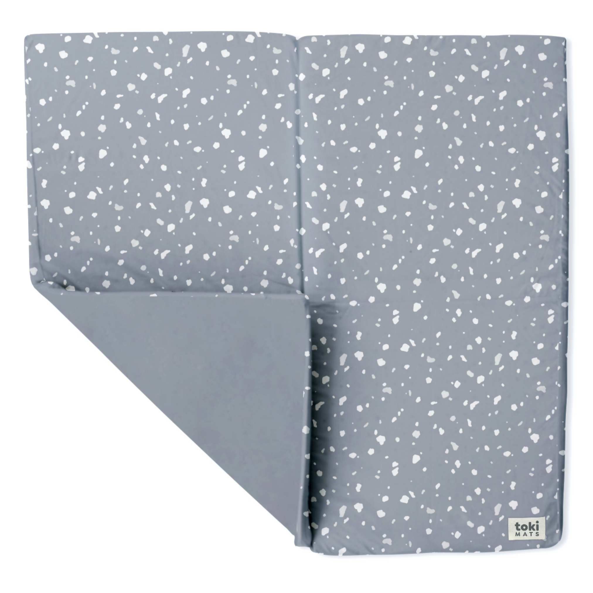 Gray blanket with white speckles on a white background